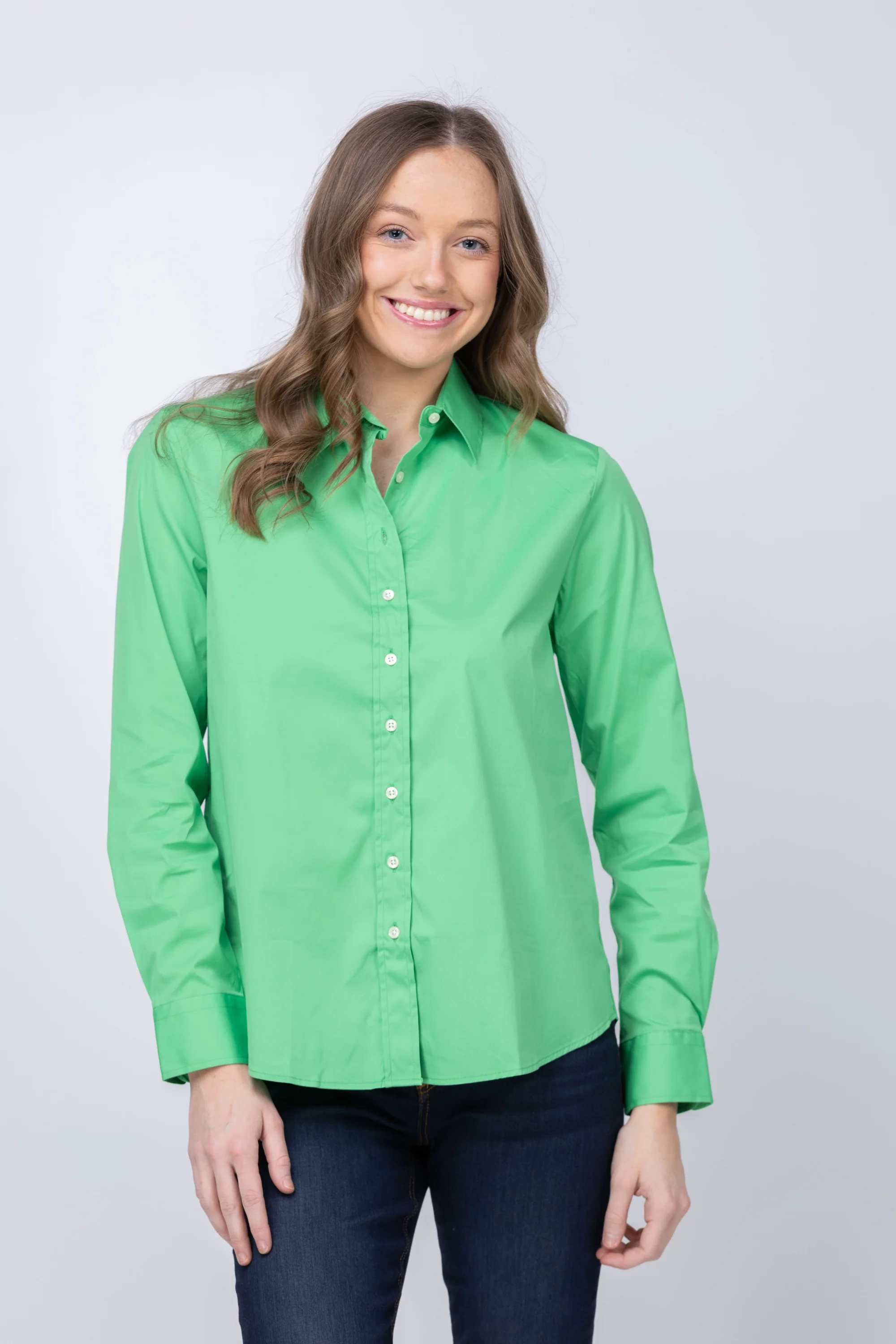 Selected The Shirt by Rochelle Behrens The Boyfriend Shirt in Kelly Green Safe
