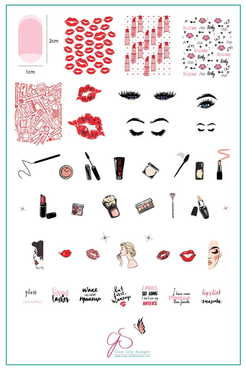 Official But First Makeup CjS-189 - Clear Jelly Stamping Plate Traditional