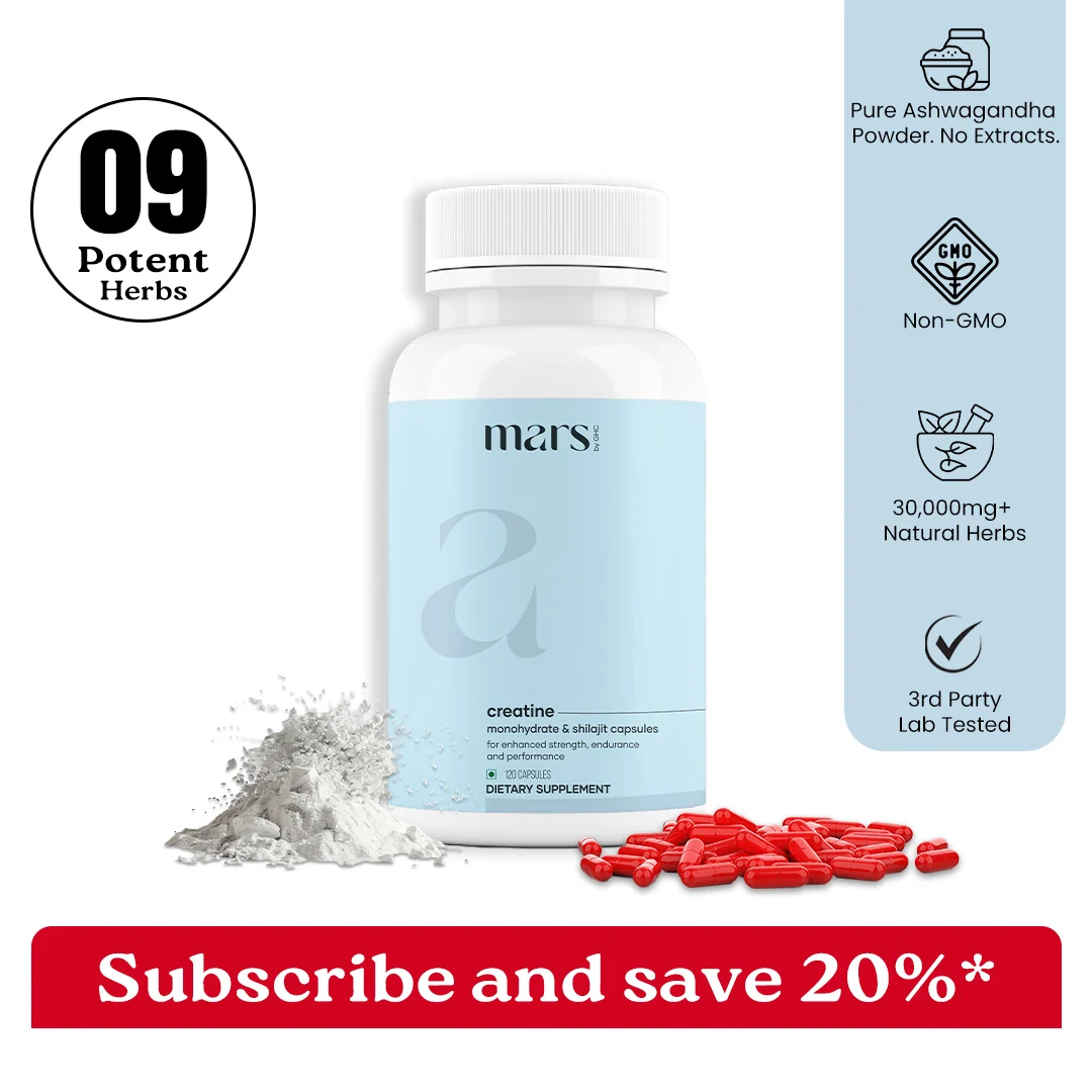 Advanced Mars Micronized Creatine Monohydrate Caps Powered with Shilajit 120 N Pure