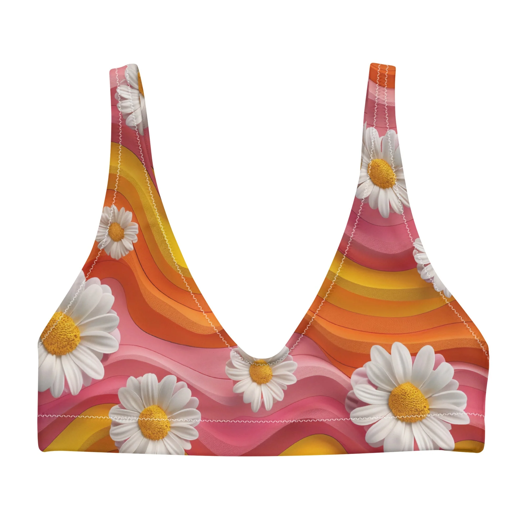Trendy Baha Ranch Yeehaw Groovy Floral Bikini Top Modern