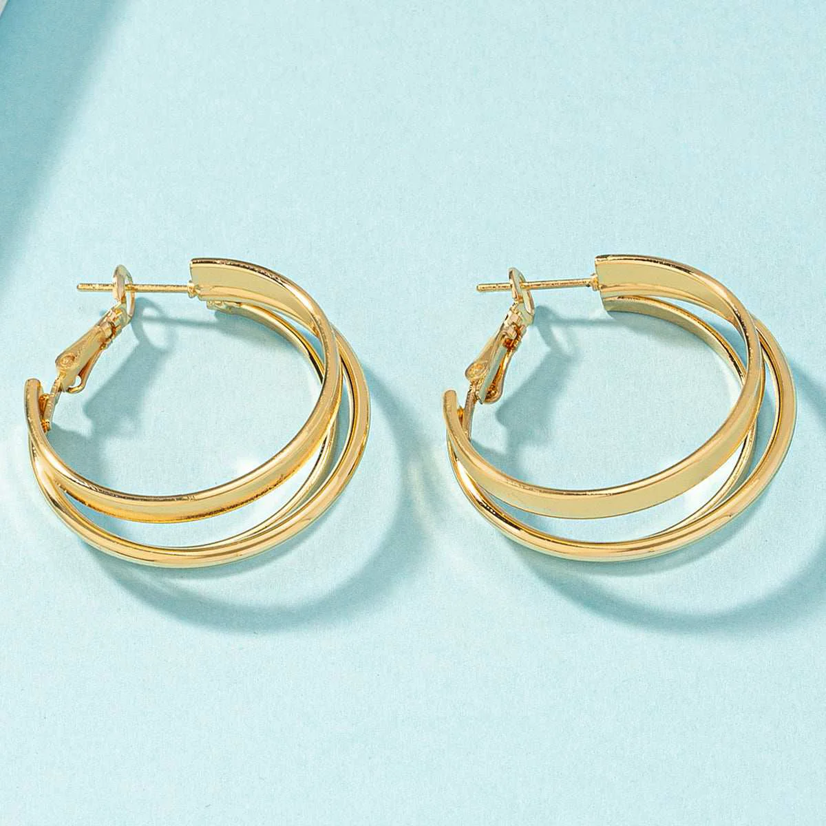 Trusted Goldtone Layered Huggie Earrings Relaxed