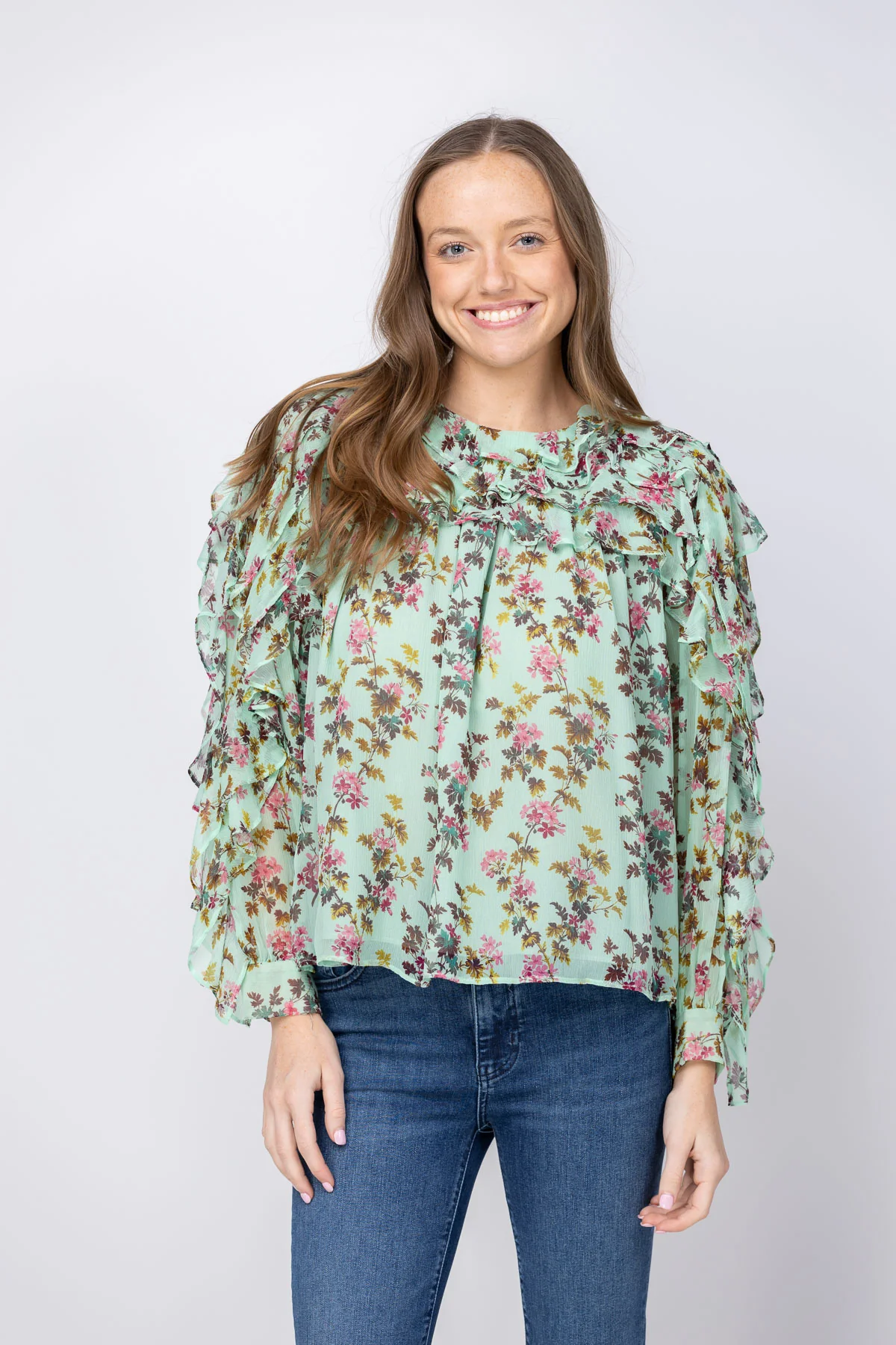 Advanced Ulla Johnson Willow Long Sleeve Silk Blouse in Opaline Official