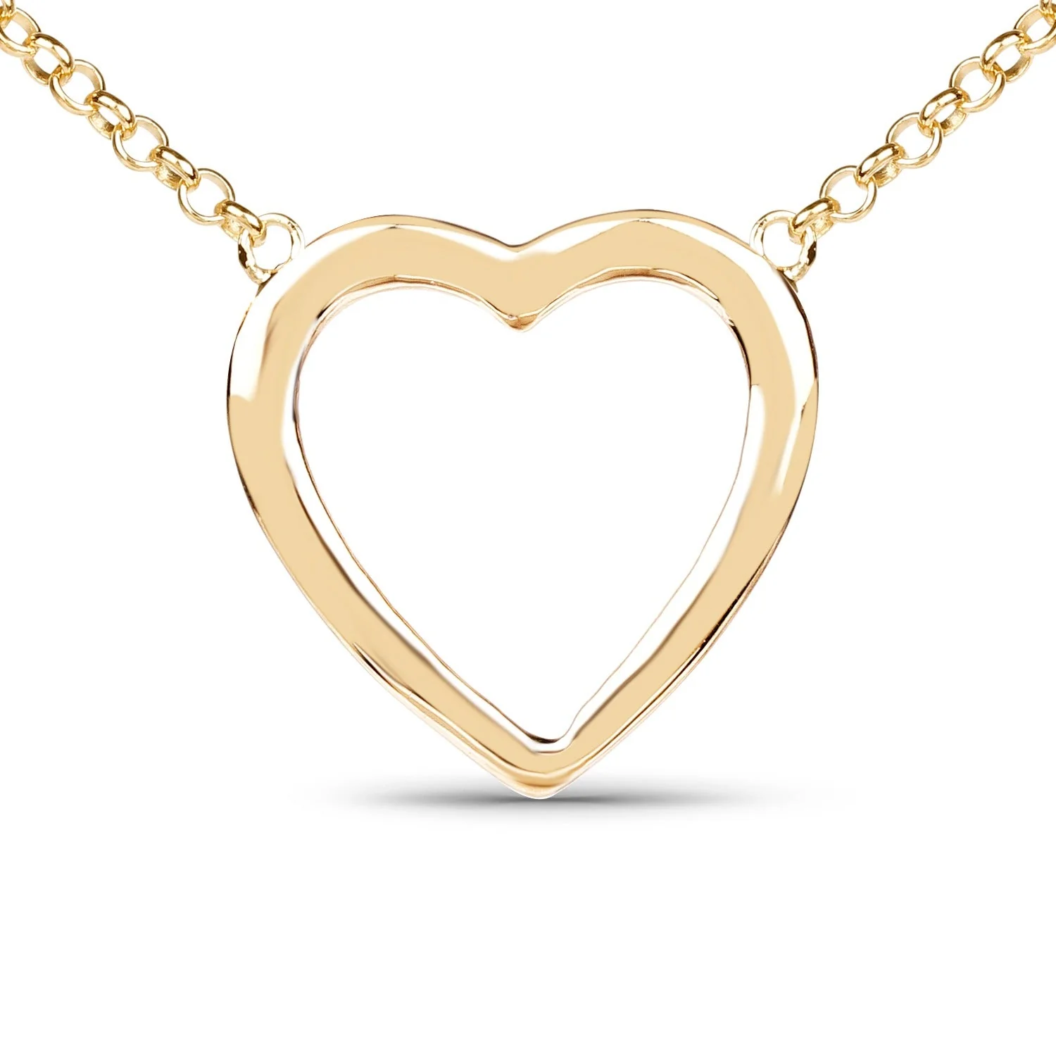 Elite 14K Yellow Gold Over Silver Heart Pendant Cable Chain Necklace Superior