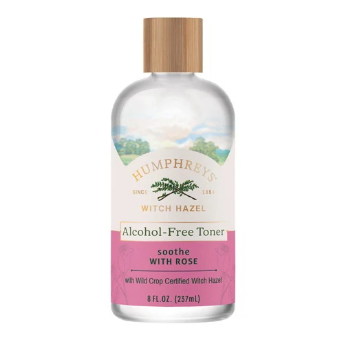 Easy-to-Use Humphreys Witch Hazel Hydrating Facial Toner with Rose and Hyaluronic Acid 8Oz 236ml Natural