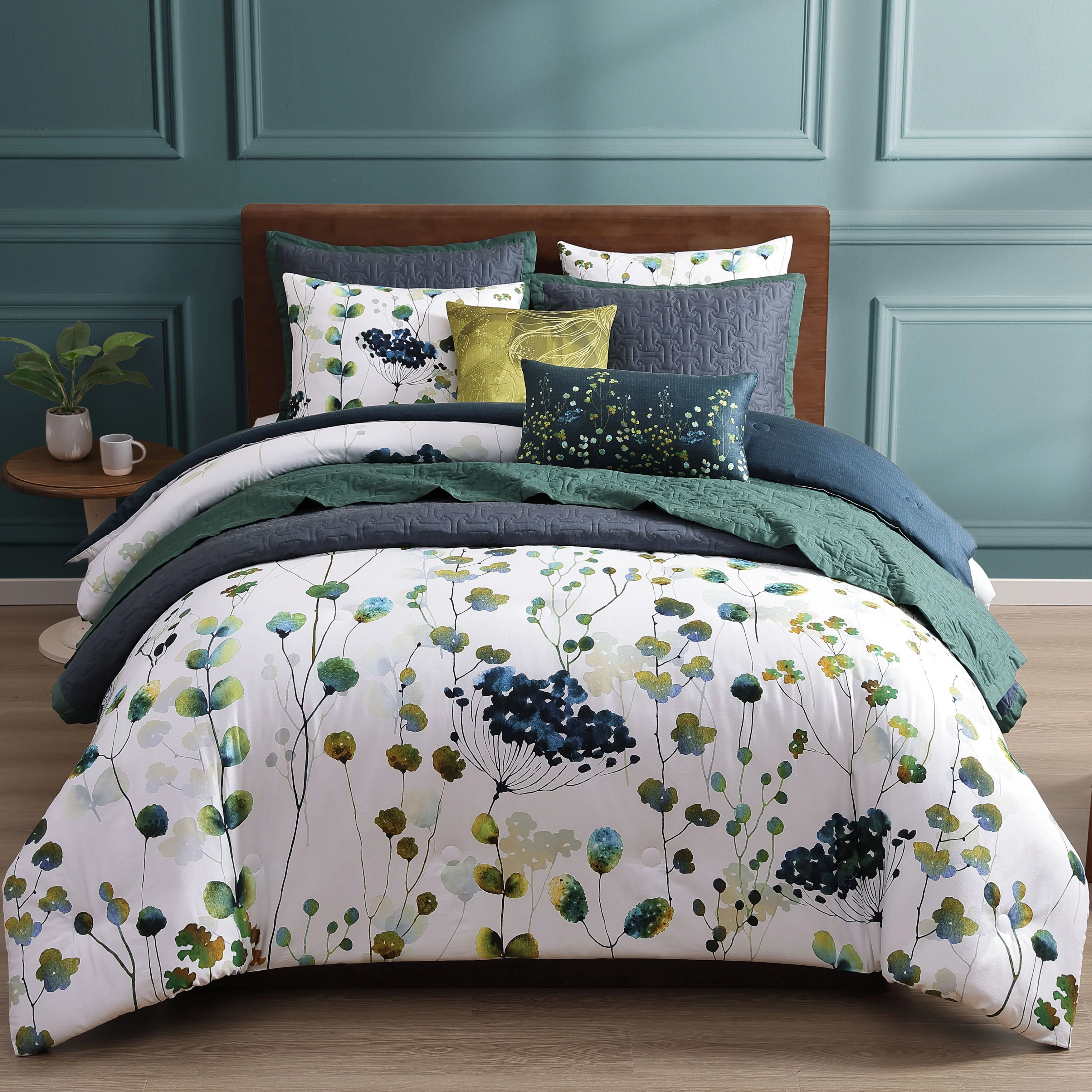 Natural Bebejan Abstract Vines 8 Piece Reversible Comforter Coverlet Set First-Class