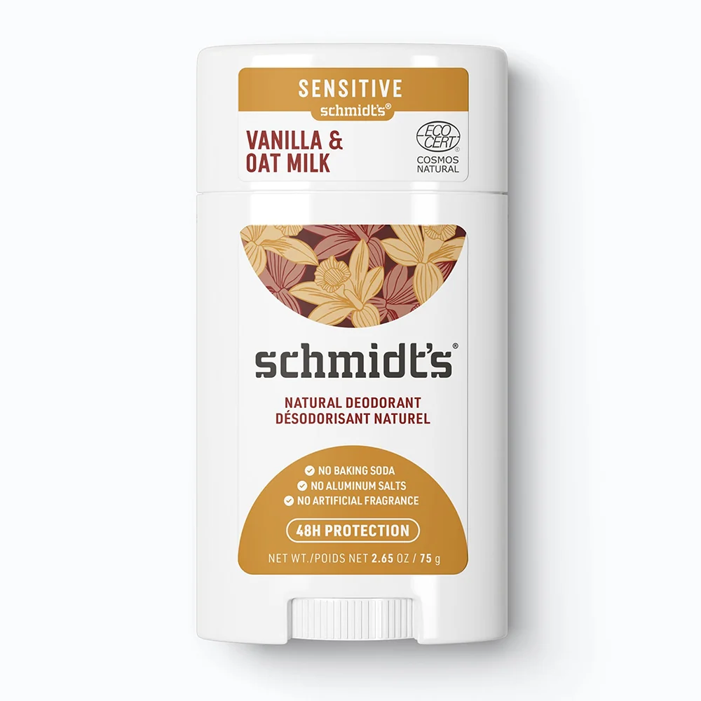 Secure Schmidts Aluminum Vanilla and Oat Milk Deodorant Odor Protection Stick 2.65Oz 75g Flexible