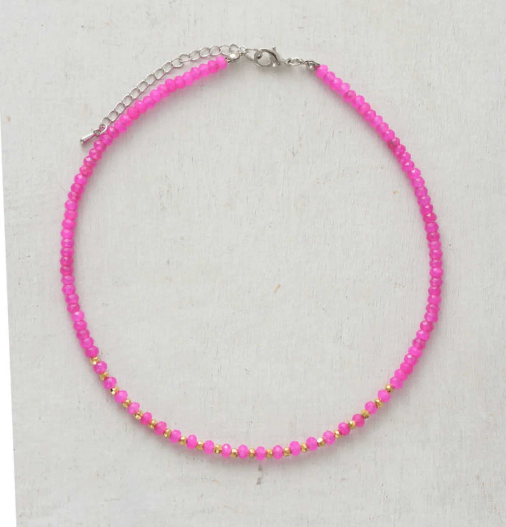 Artisan Pink Faceted Jade Goldtone Beaded Necklace Secure