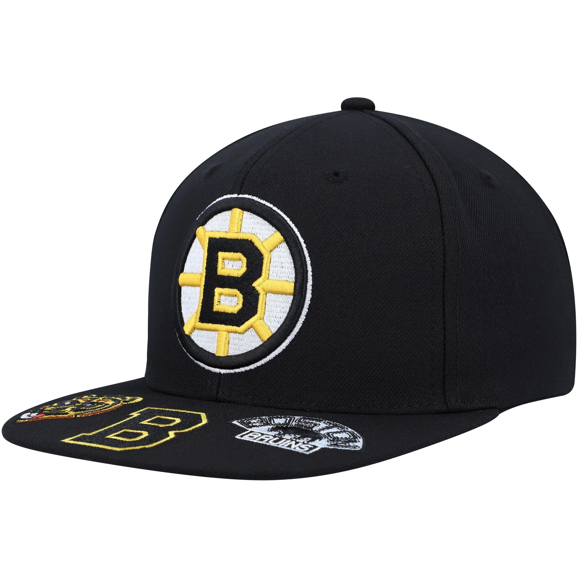 High-Quality Mitchell Ness Men's NHL Vintage Hat Trick Snapback Bruins Hats Genuine