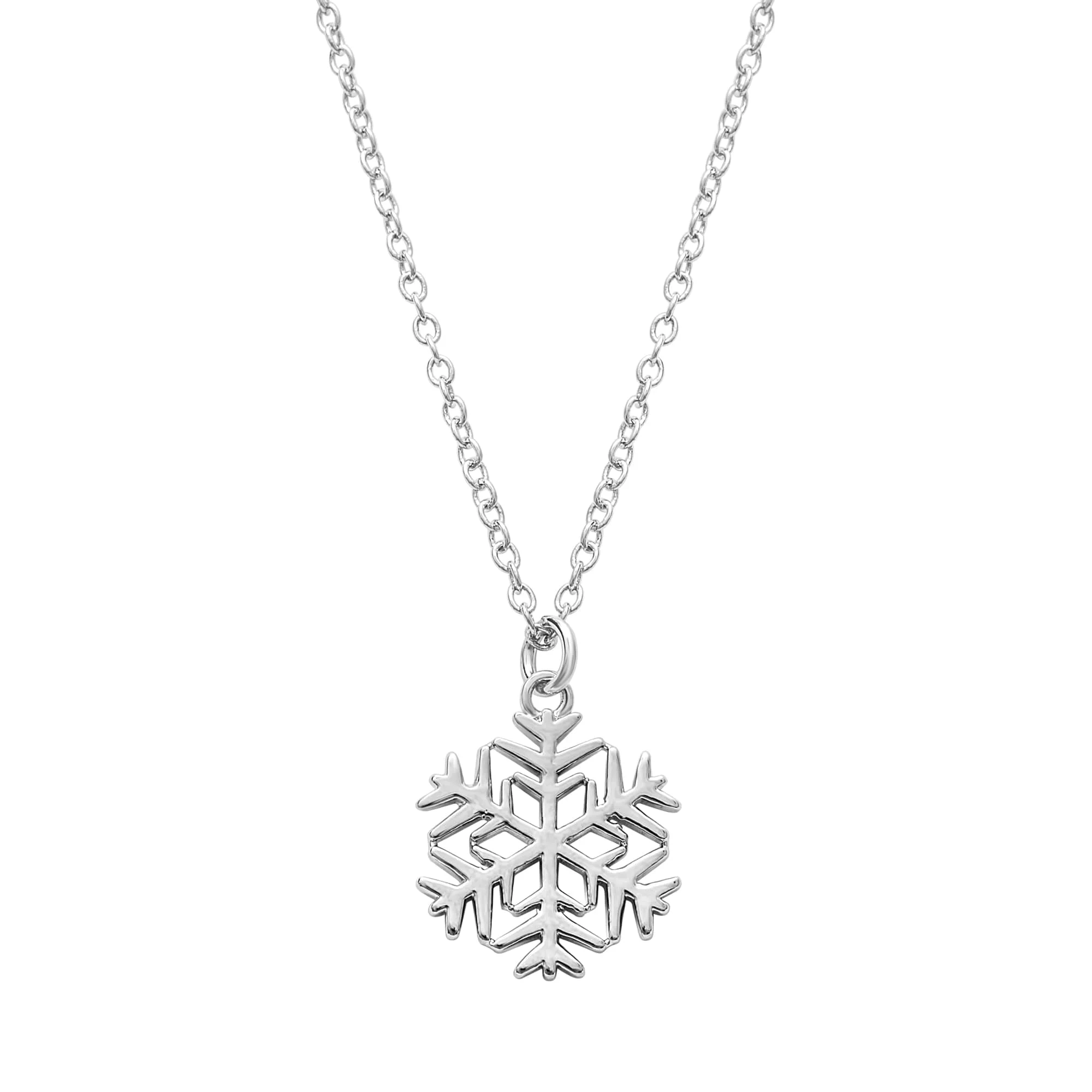 Powerful Snowflake Necklace Rhodium-Plated Stainless Steel Minimalist