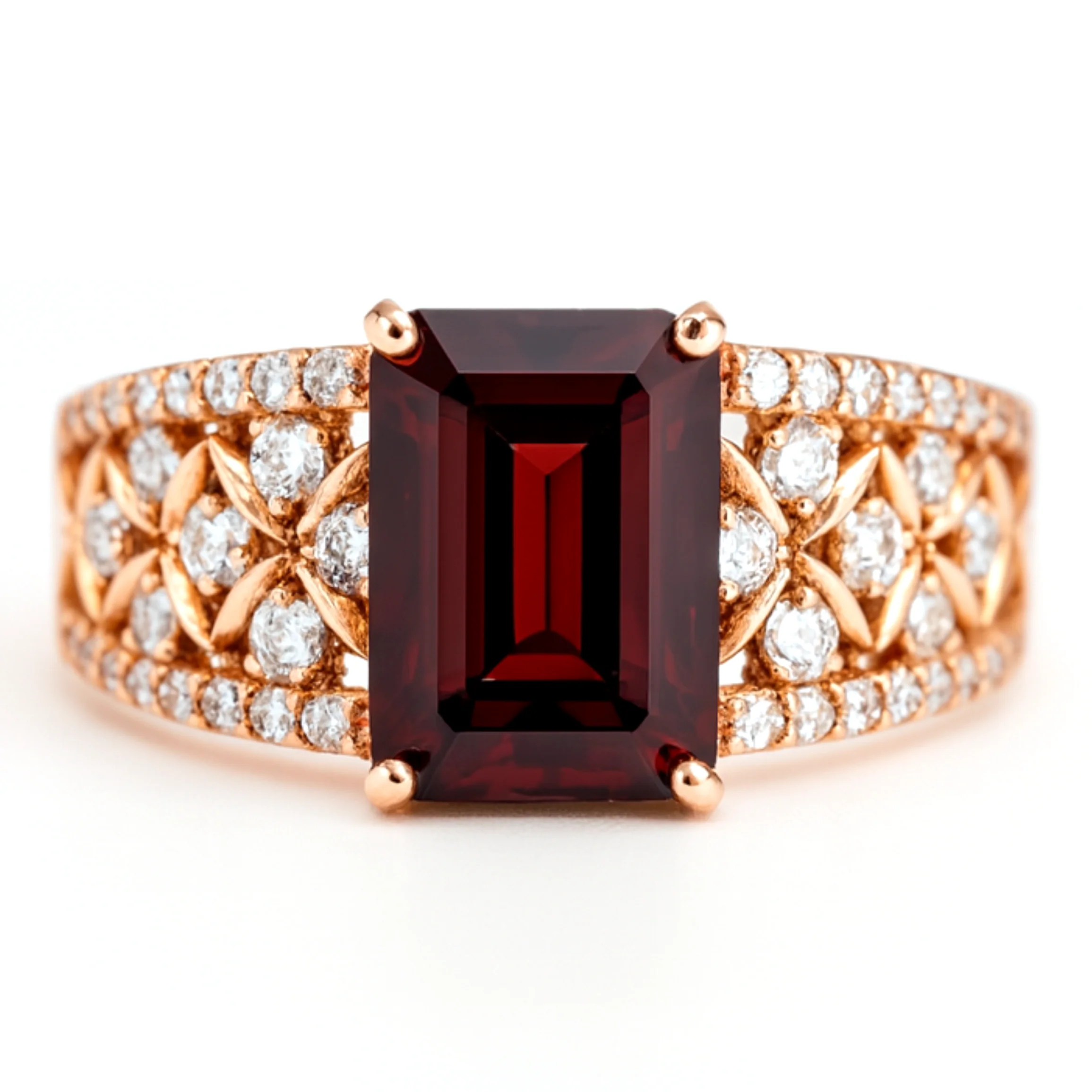 Relaxed 1.55 Ct Emerald Red Garnet and White Topaz Prong Silver Cocktail Ring Innovative