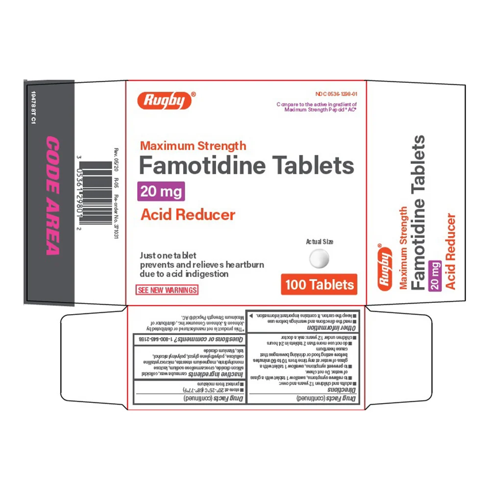 High-Quality Rugby Famotidine 20 Mg Acid Reducer Tablets 100 Ea Quality