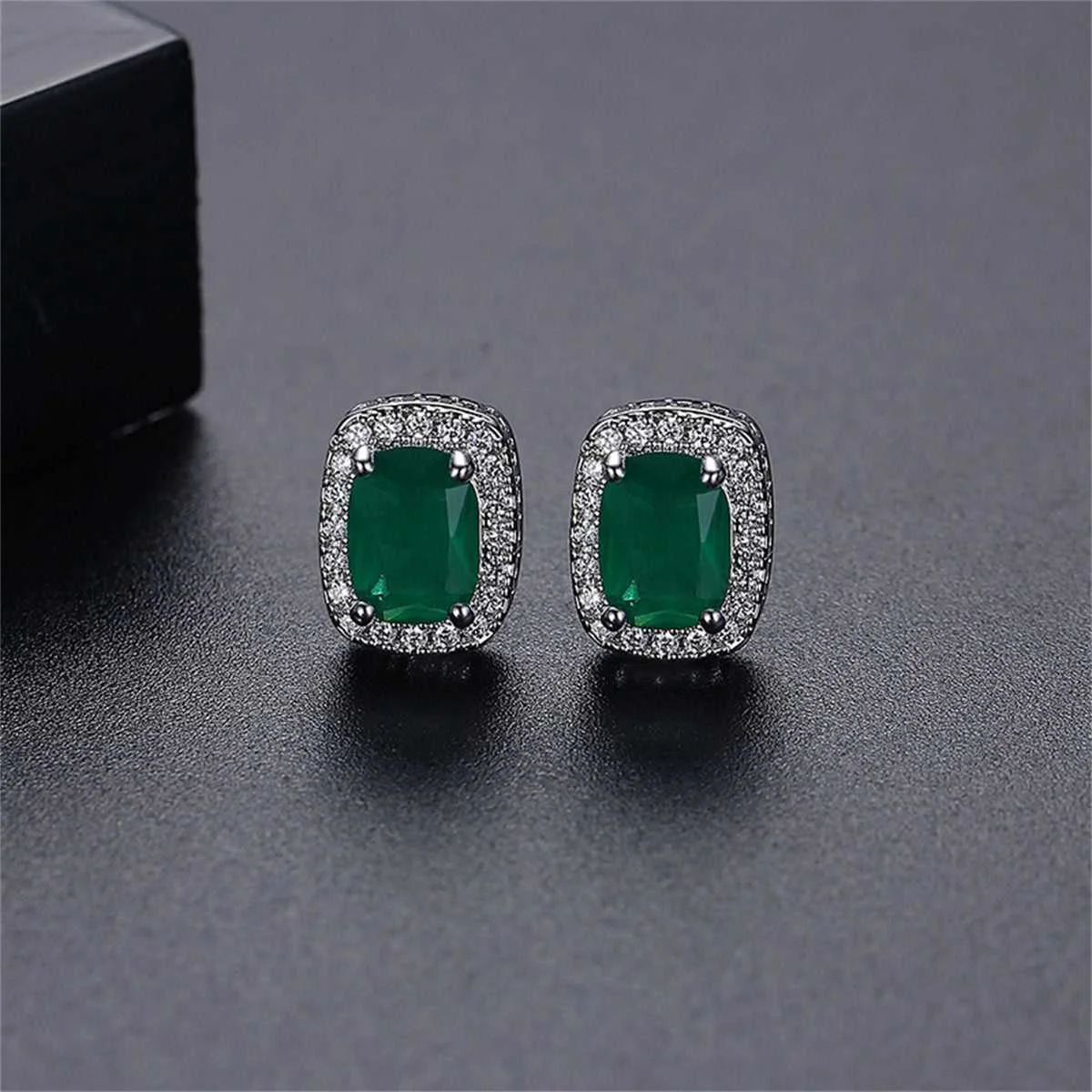 Soft Green Crystal Cubic Zirconia Halo Stud Earrings Artisan