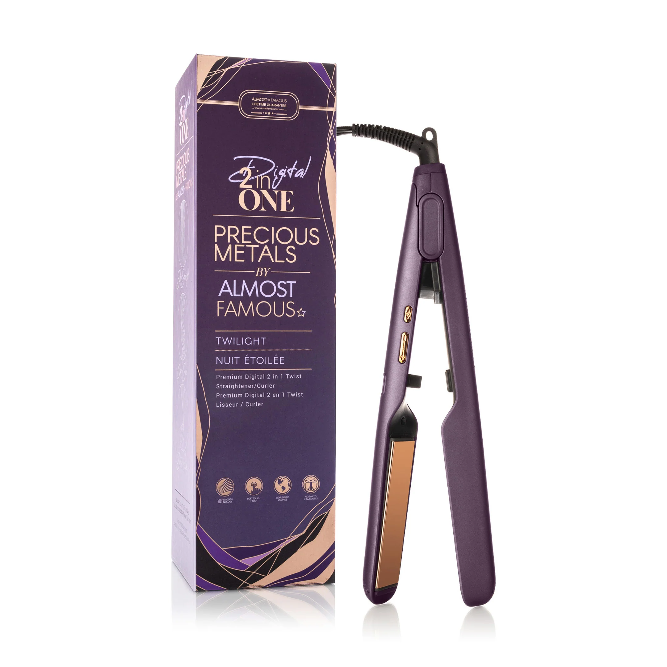 Modern Digital 2inONE Twist Flat Iron with Rose Gold Titanium Plates World-Class