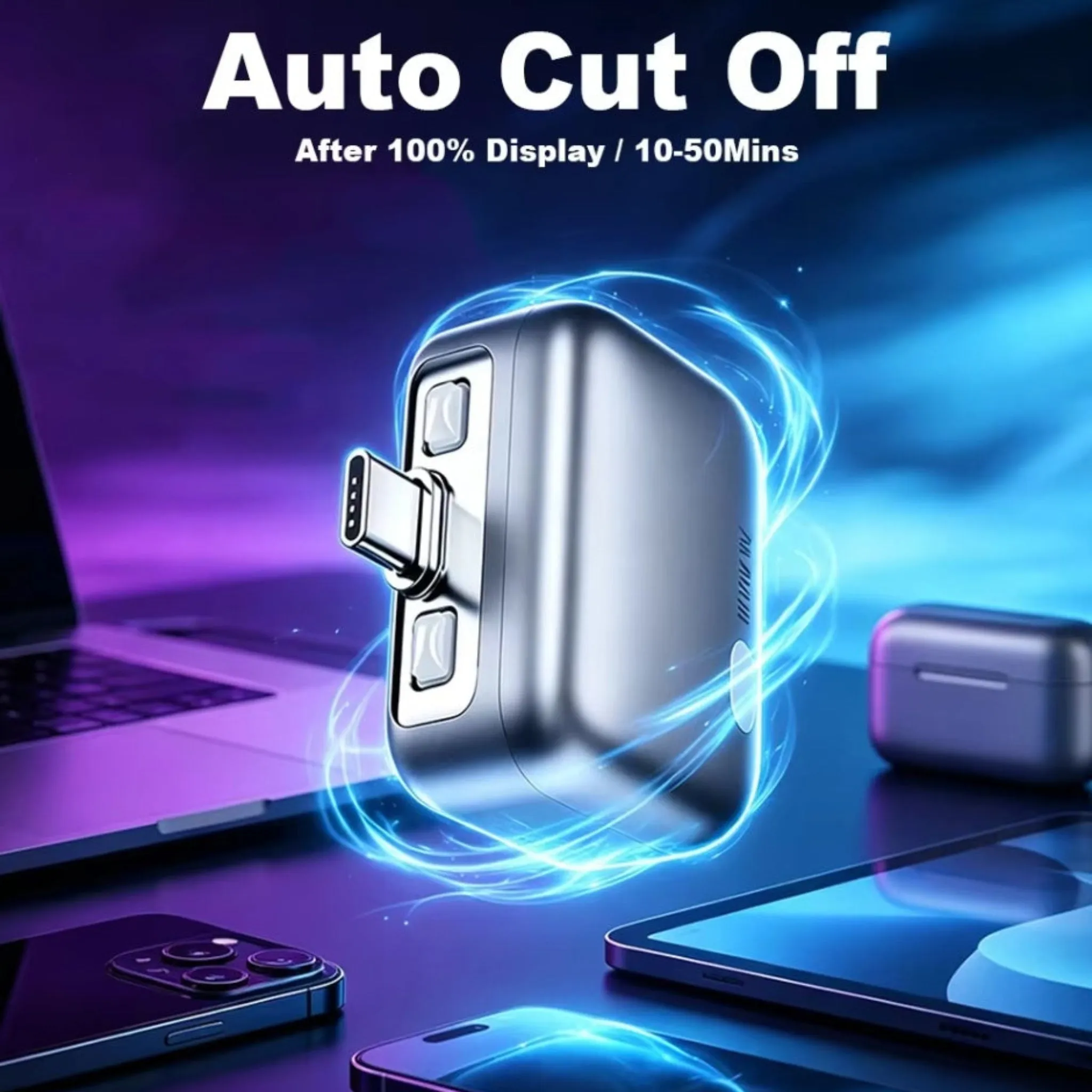 Casual Type-C to Type-C Auto Stop Charger Adapter for Phones Gadgets Convenient