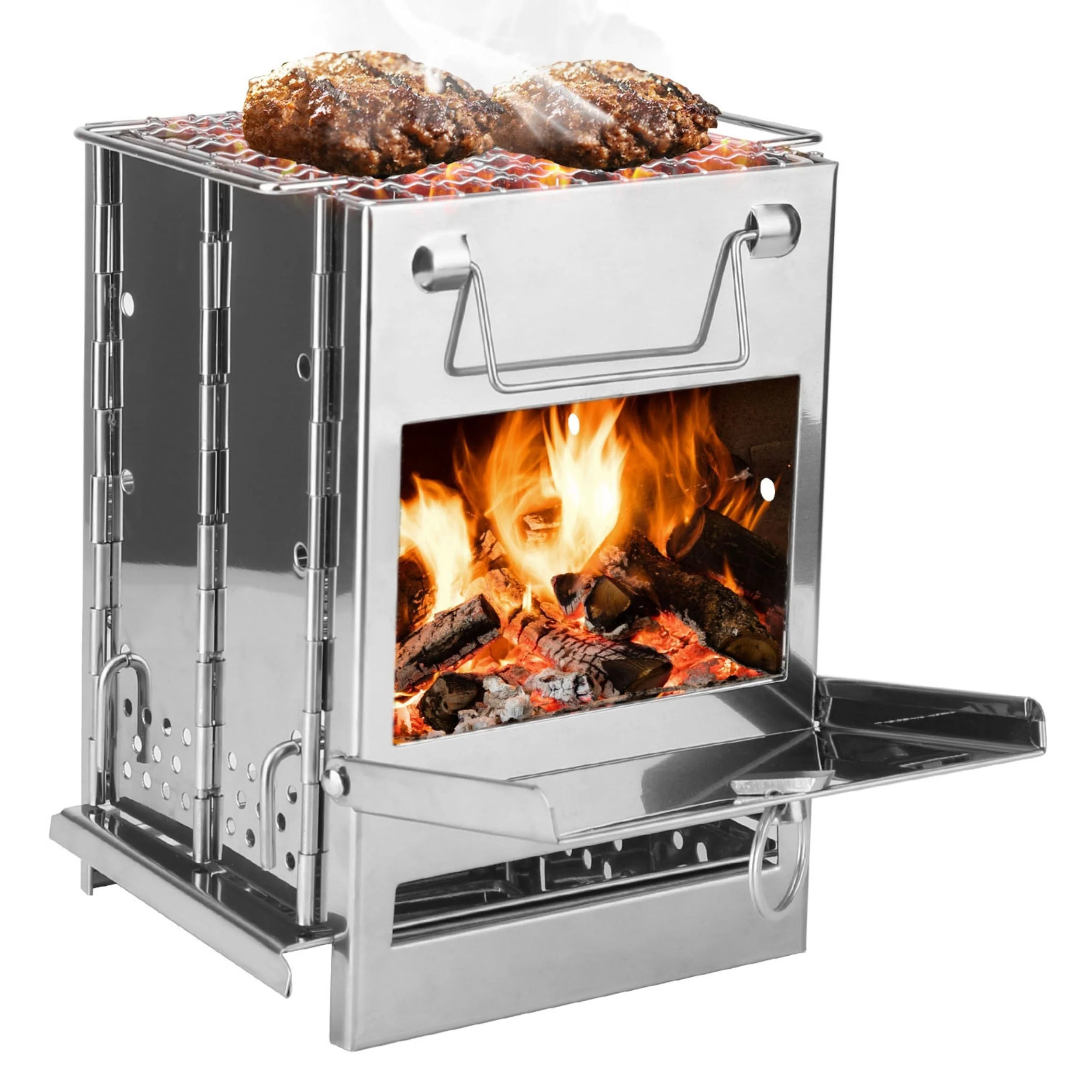 Easy-to-Use Portable Folding Charcoal Stove - I for Camping Hiking - Includes Carry Bag 2 Bolts Classic