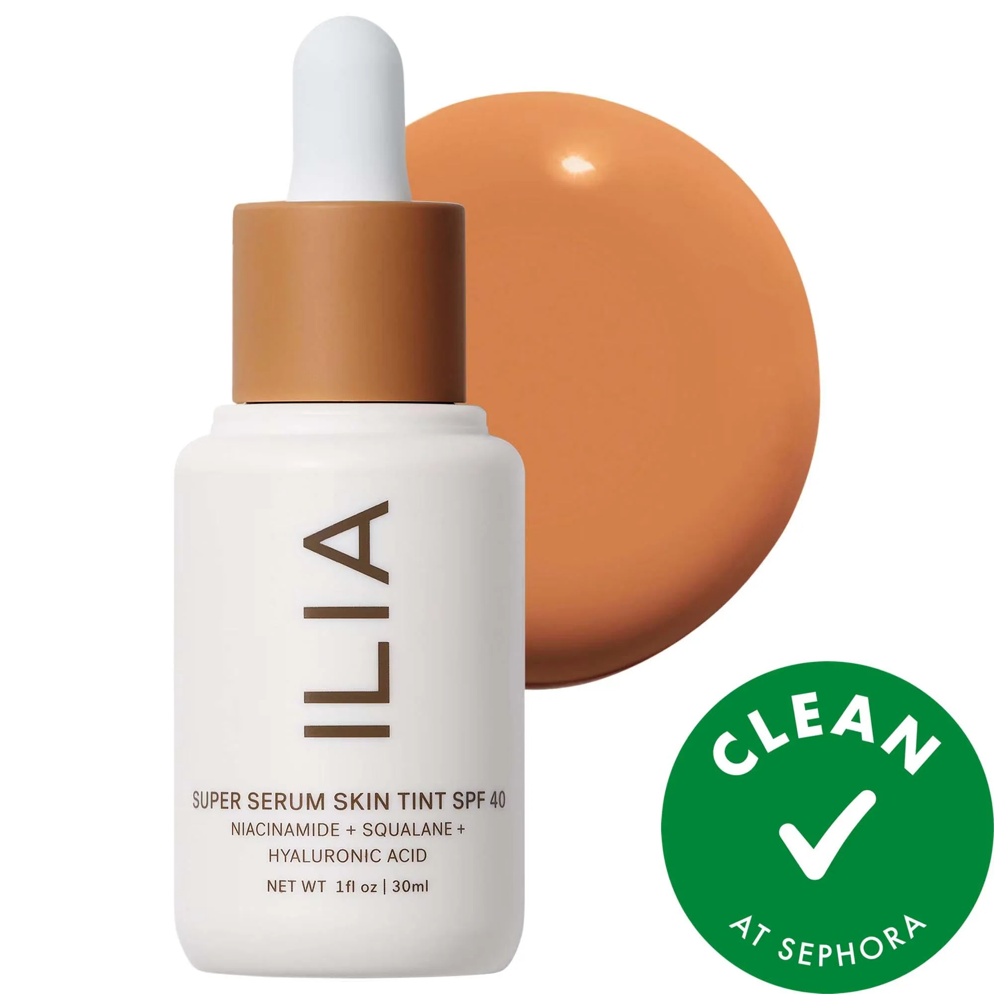 Eco-Friendly Ilia Super Serum Skin Tint SPF 40 Hydrating Skincare Foundation with Light Dewy Coverage Mineral Sunscreen - Vegan Cruelty- Next-Generation