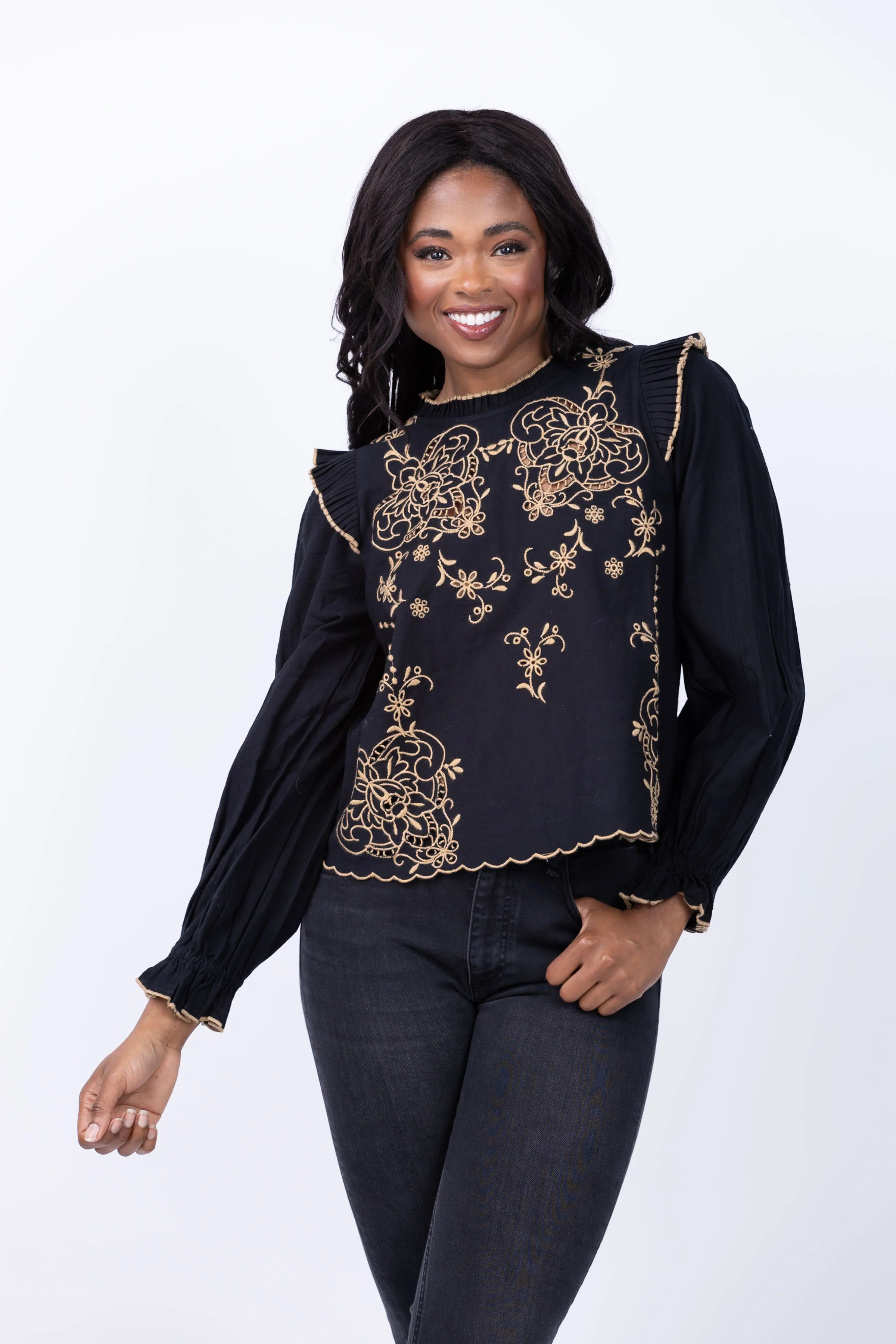 Prestigious Love The Label Bernice Top in Oleander Black Powerful