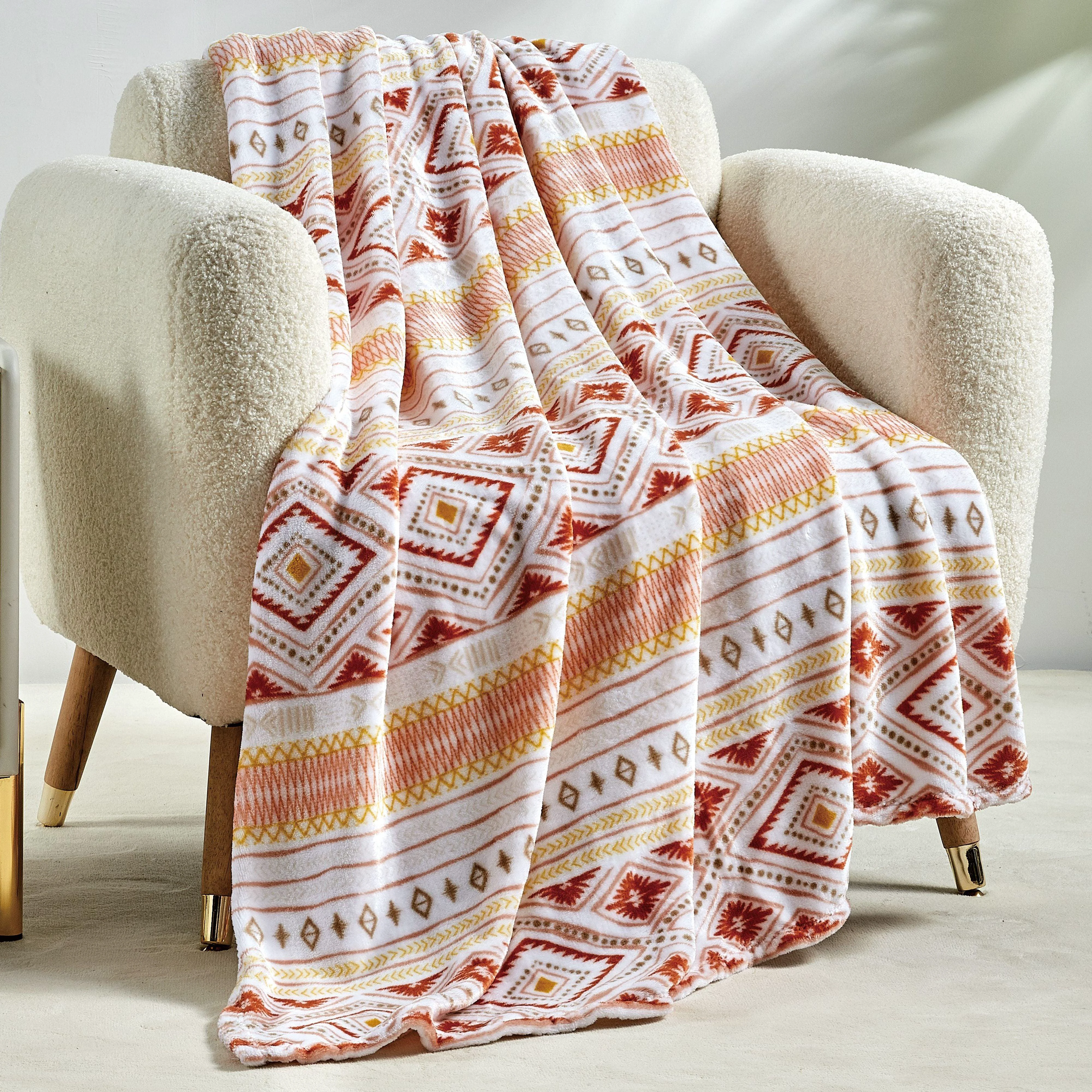 Eco-Friendly Elegant Comfort Ultra Soft Lightweight Printed Throw Blanket - 50 x 60 inches Organic