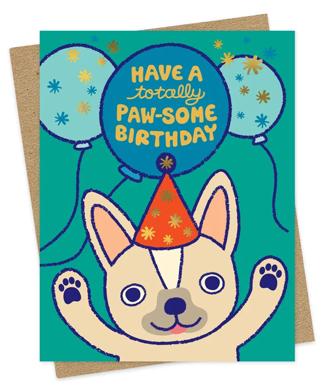 Sophisticated Paw-Some Frenchie Birthday Card Secure