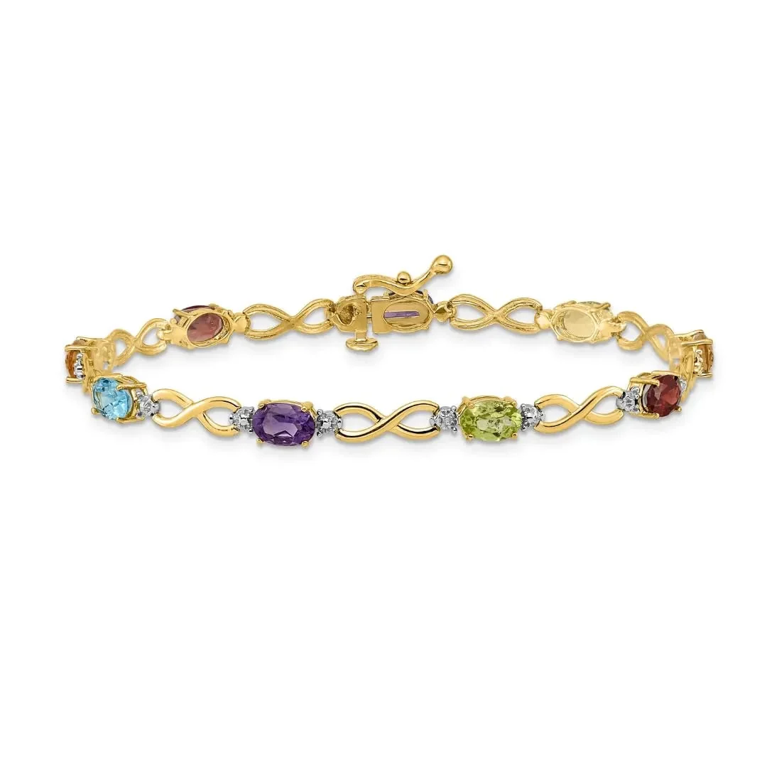 Authentic Rainbow Diamond Infinity Bracelet 14k Gold Organic