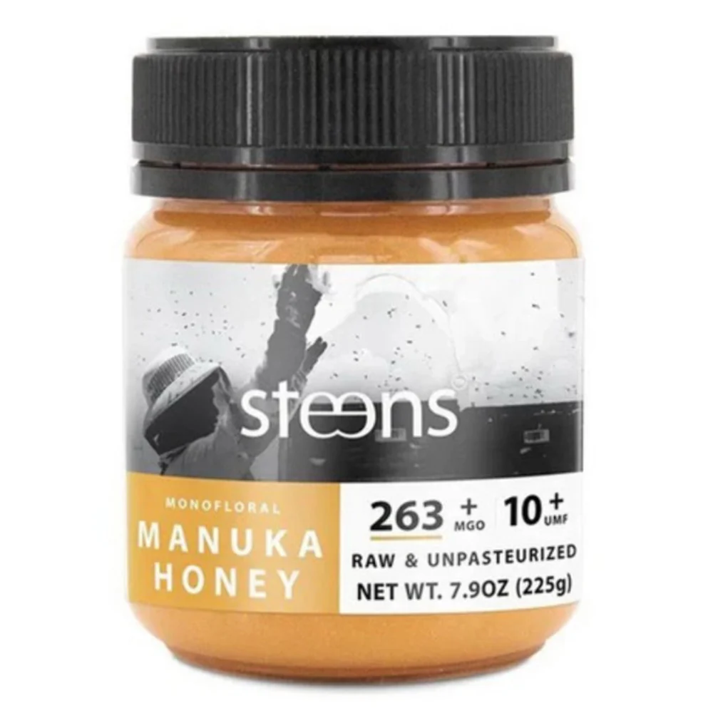 High-Grade Steens UMF 10 Plus Raw and Unpasteurised Monofloral Manuka Honey 7.9Oz 225g Reusable