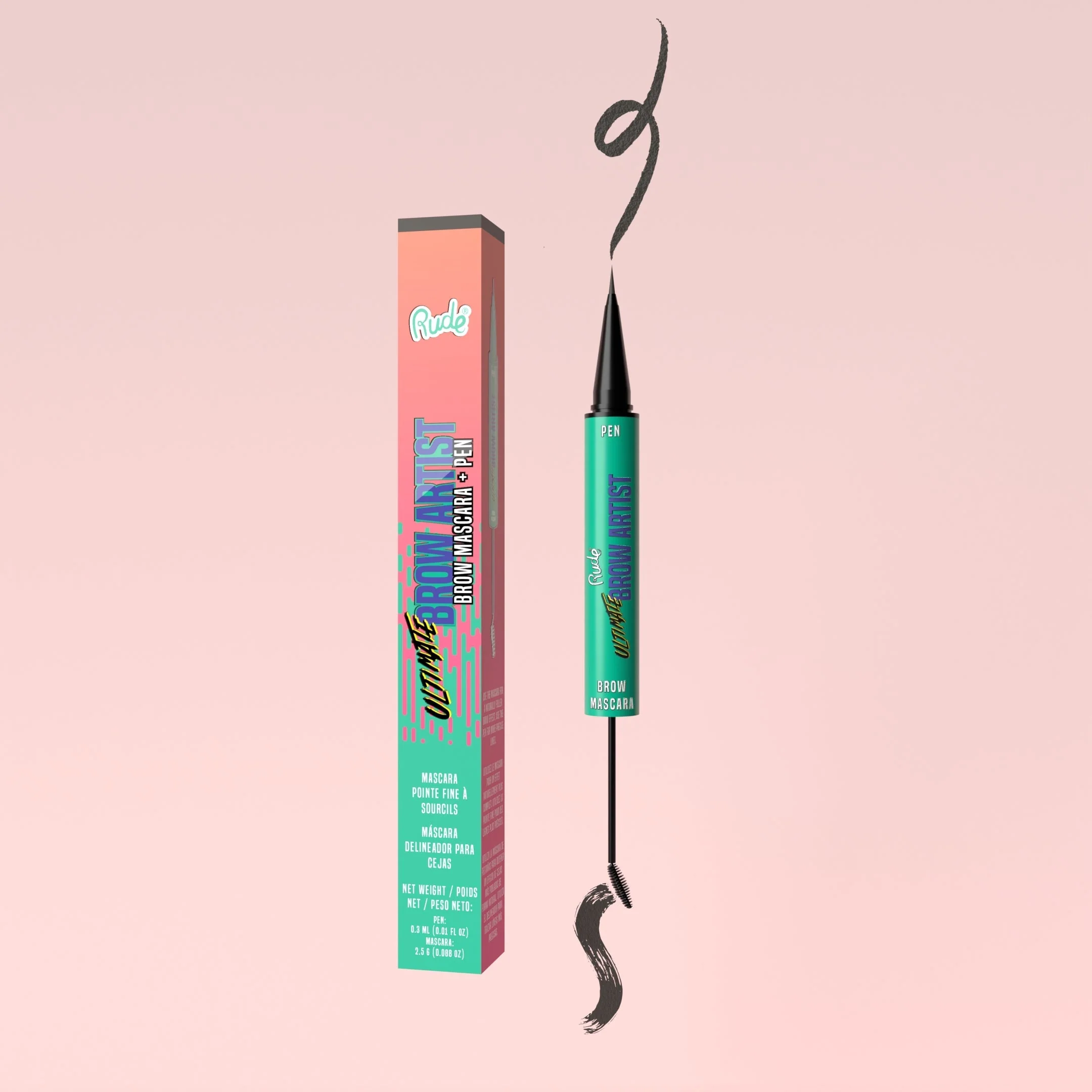 Next-Generation RUDE Brow Artist Brow Mascara and Pen - Black Brown by Avera Group Natural