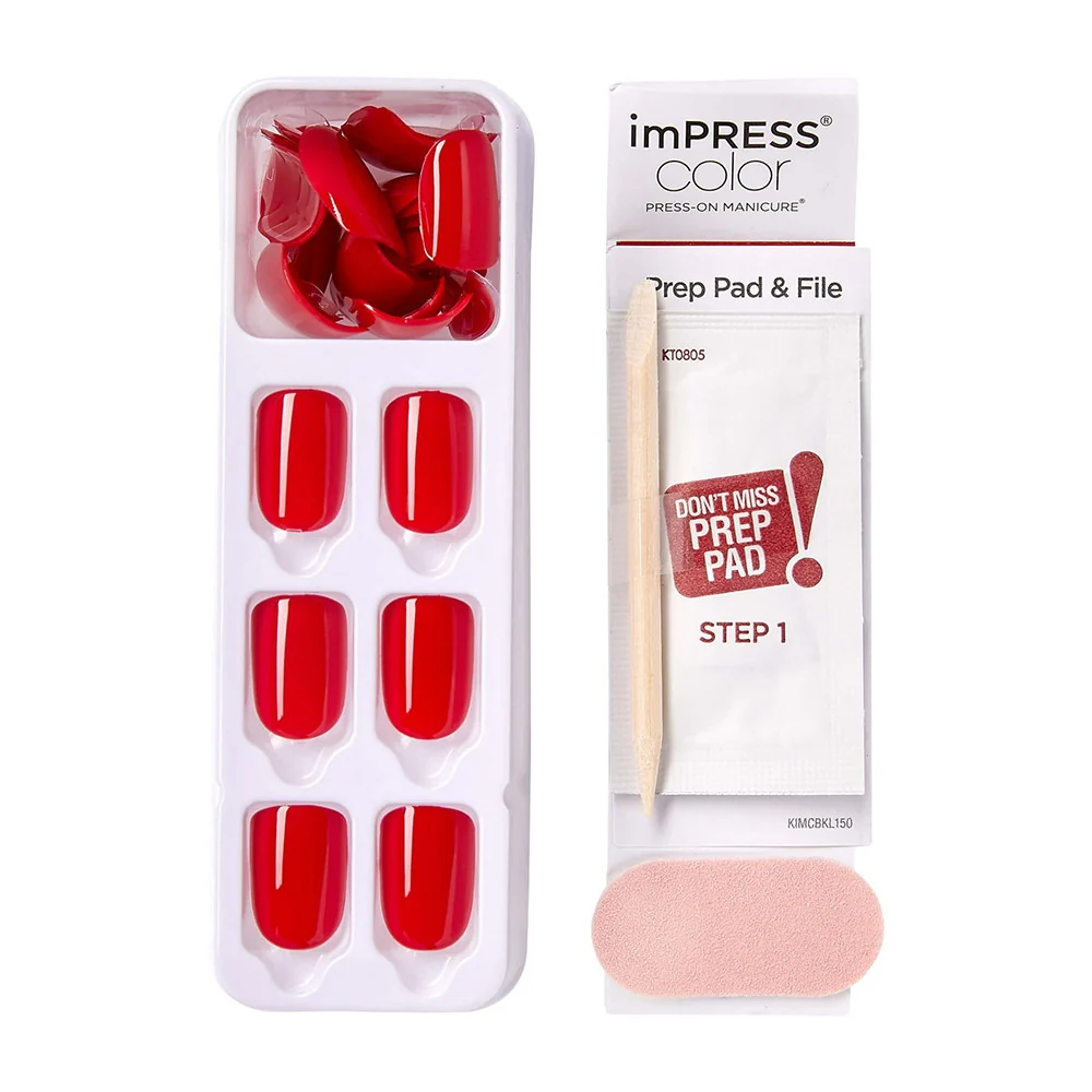 Practical Kiss imPRESS Color Press on Manicure Reddy or Not Short 30 Ea Stylish
