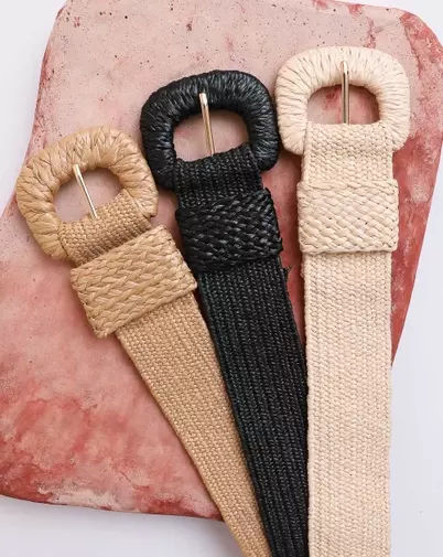 Eco-Friendly Raffia Stretch Belt Verified