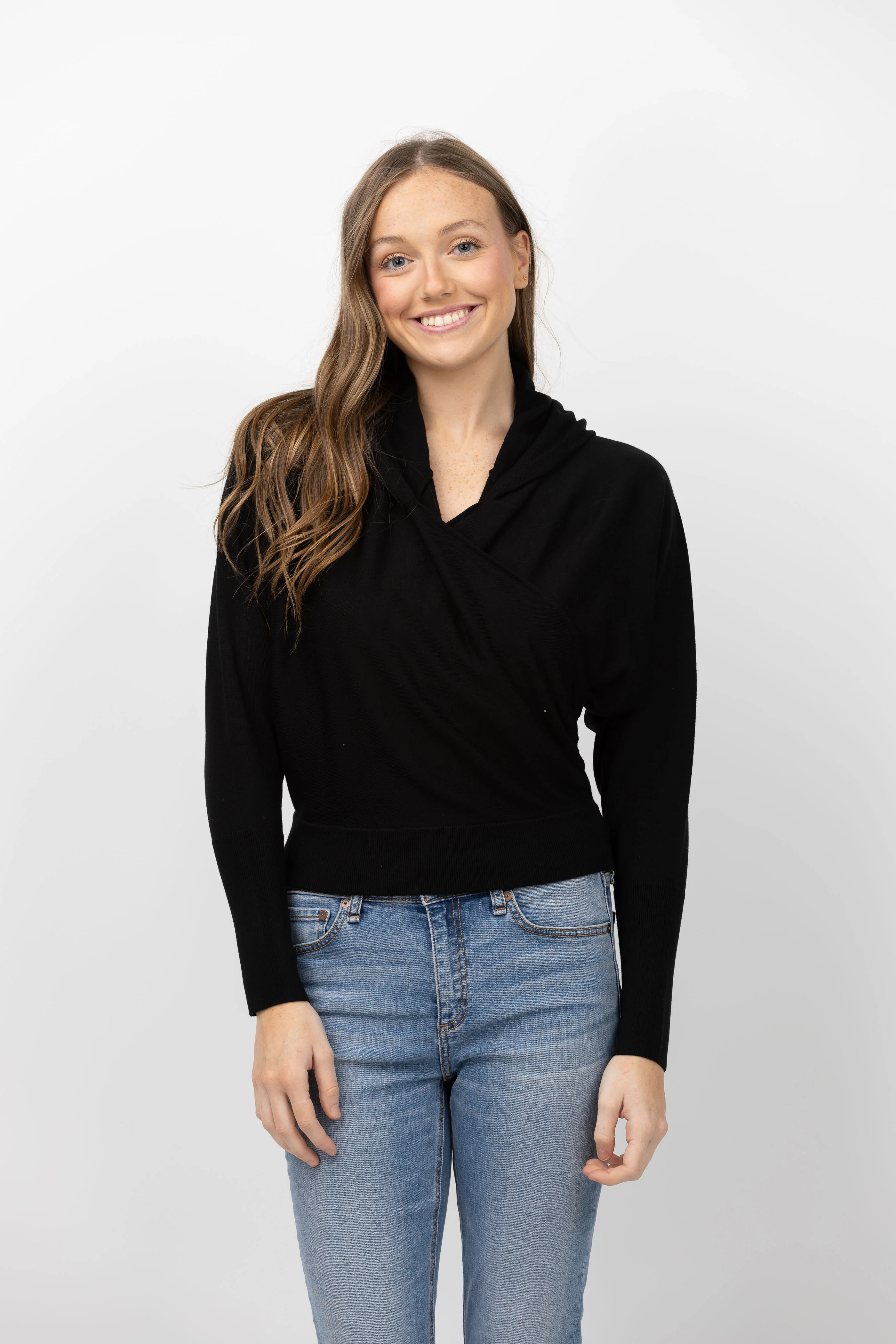 Recyclable Simkhai Riley Wrap Hoodie in Black Optimized