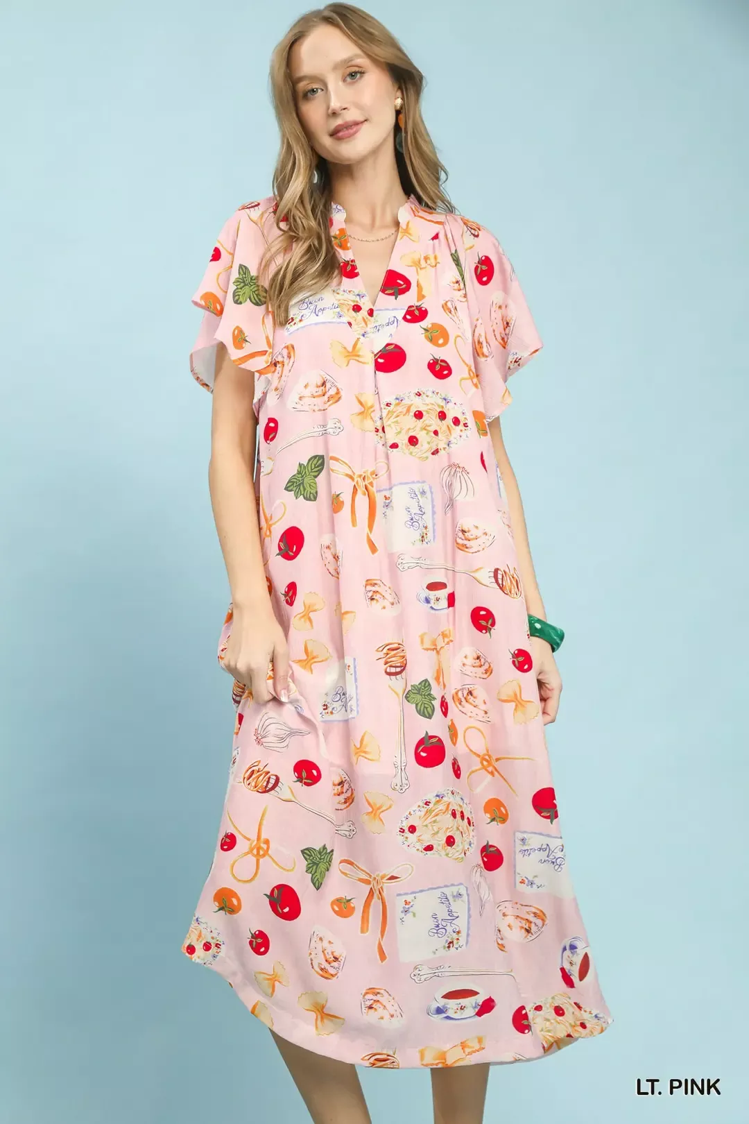 Sophisticated Umgee Abstract Print Flutter Sleeve Midi Dress World-Class