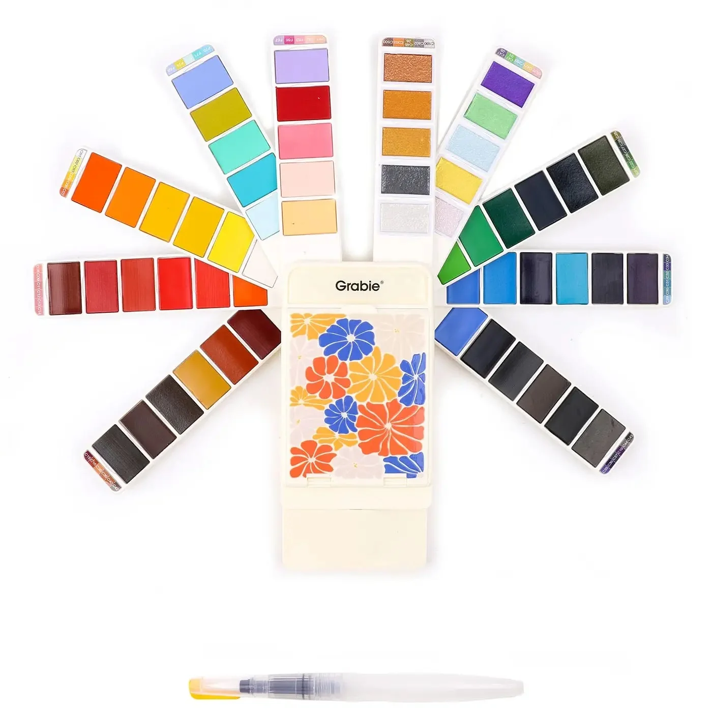 Fine Foldable Watercolor Set of 56 with Water Brush Pen User-Friendly