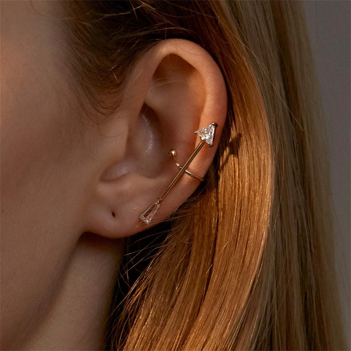Flexible Crystal Goldtone Arrow Ear Cuff Verified