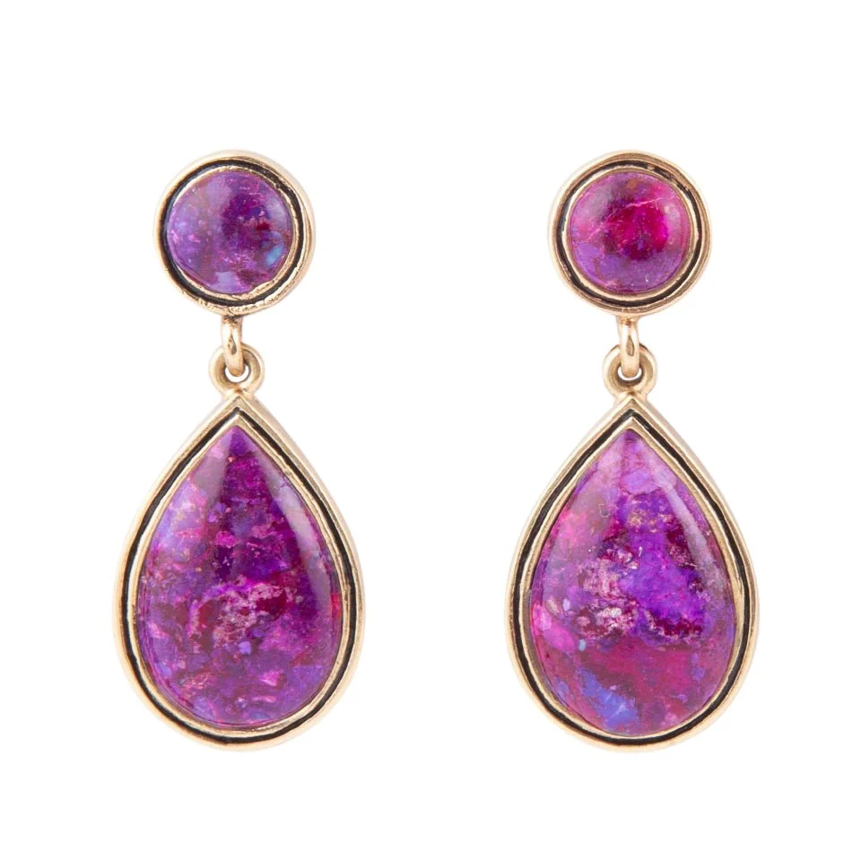 Versatile Purple Turquoise and Golden Bronze Teardrop Earrings Proven