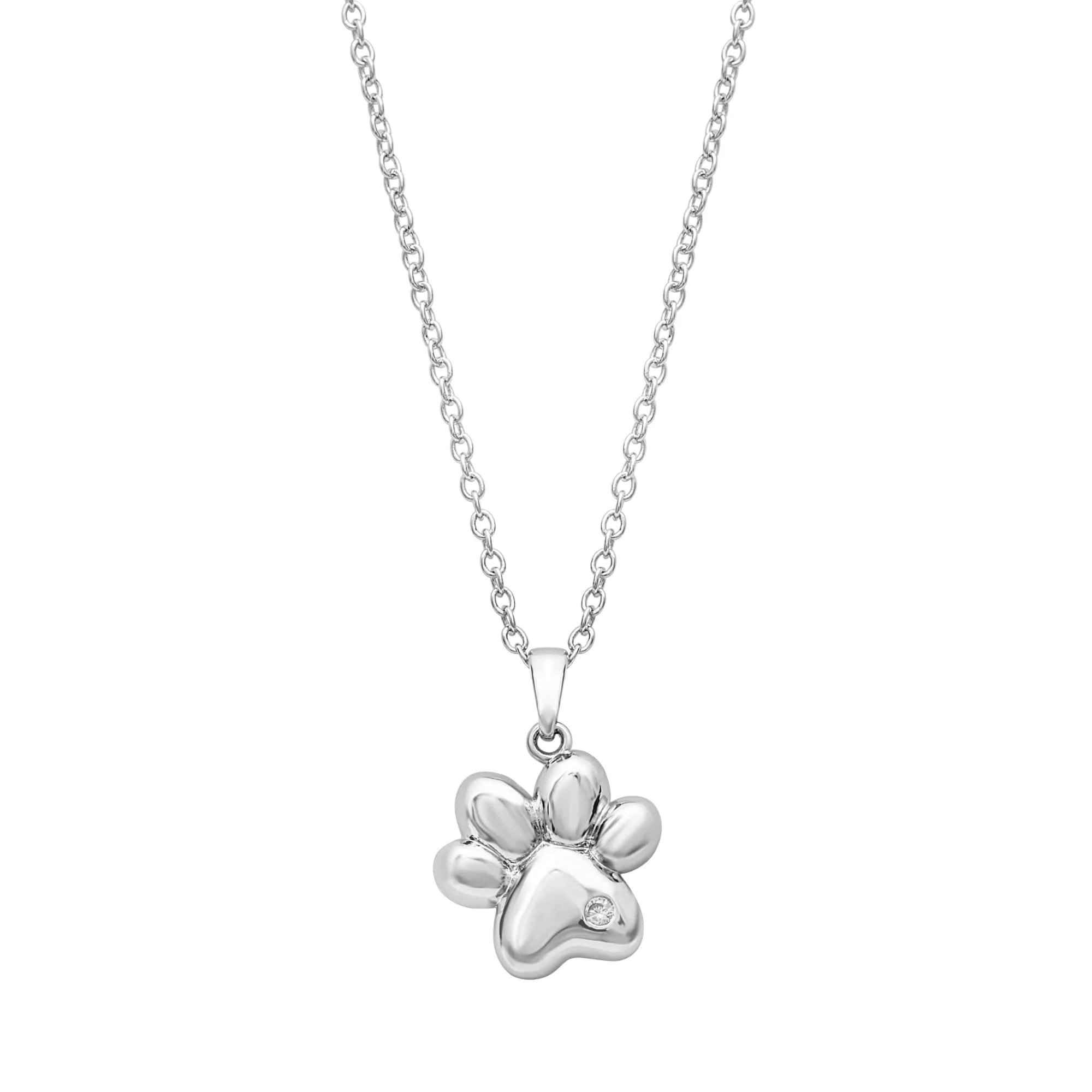 Clean Paw Necklace Stainless Steel with Sparkling CZ Pendant High-Quality