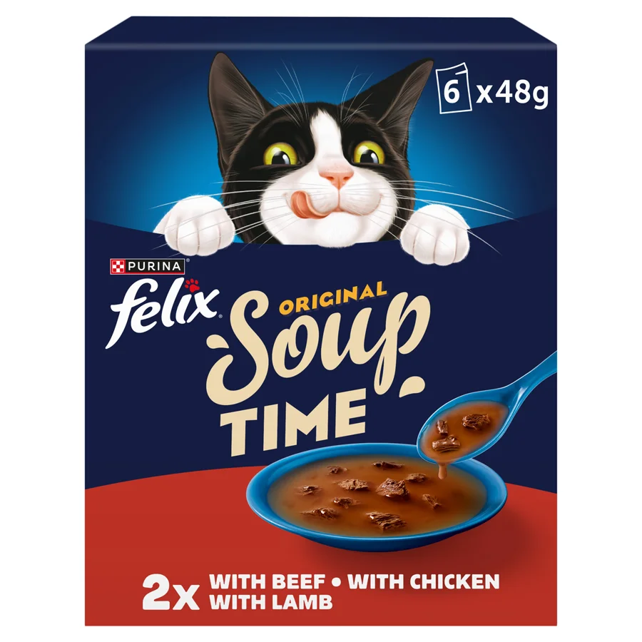 Advanced Felix Soup Farm Selection Beef， Chicken， Lamb 6x48g Comfortable