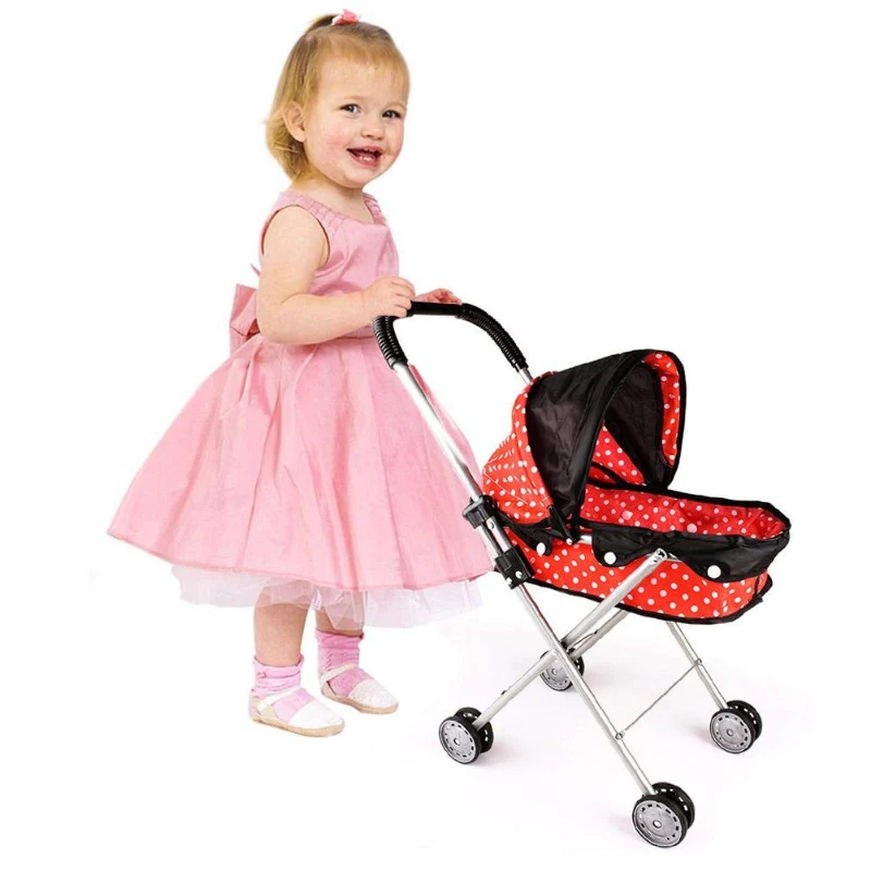 Optimized Lightweight Baby Doll Toy Stroller Carriage Red Efficient