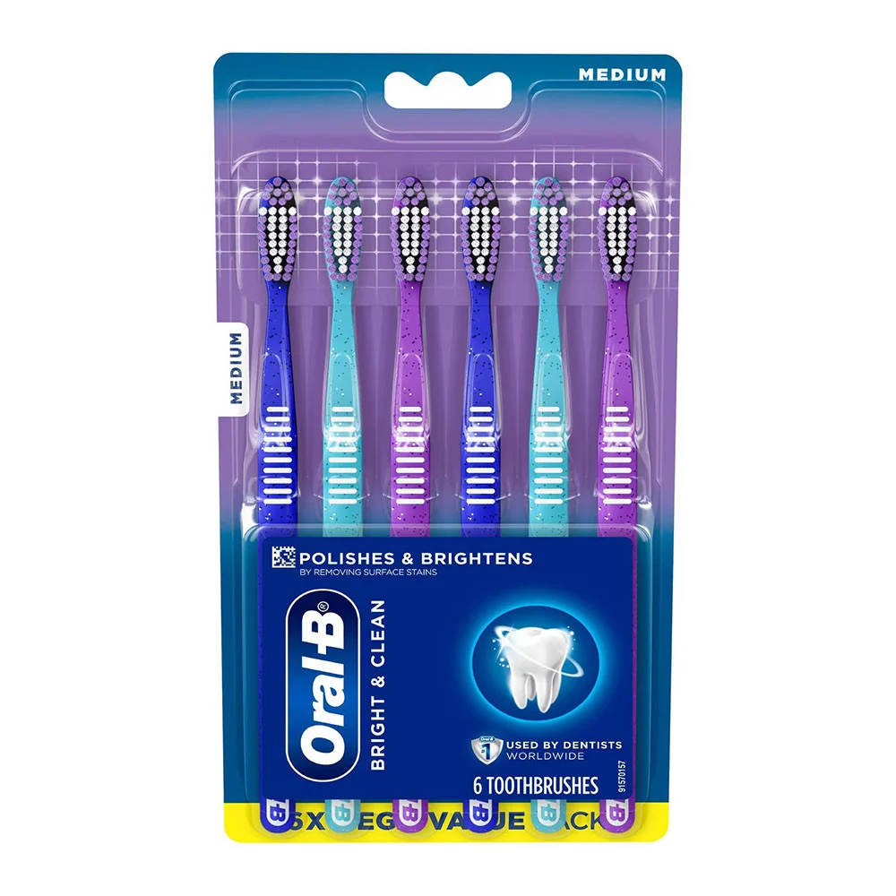 Outstanding Oral-B Bright and Clean Toothbrush Pack Medium 6 Ea First-Class