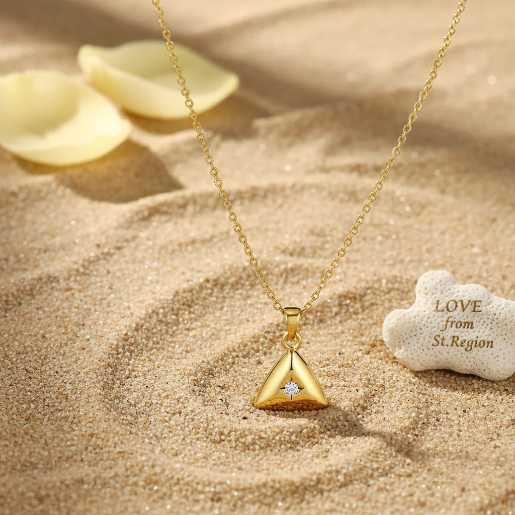 Pure Cubic Zirconia Goldtone Triangle Pendant Necklace Smart
