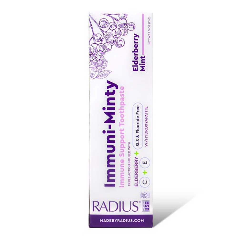 Sophisticated Radius Immuni Minty Immune Support Elderberry Mint Flavor SLS and Fluoride Toothpaste 2.25Oz 71g High-Quality