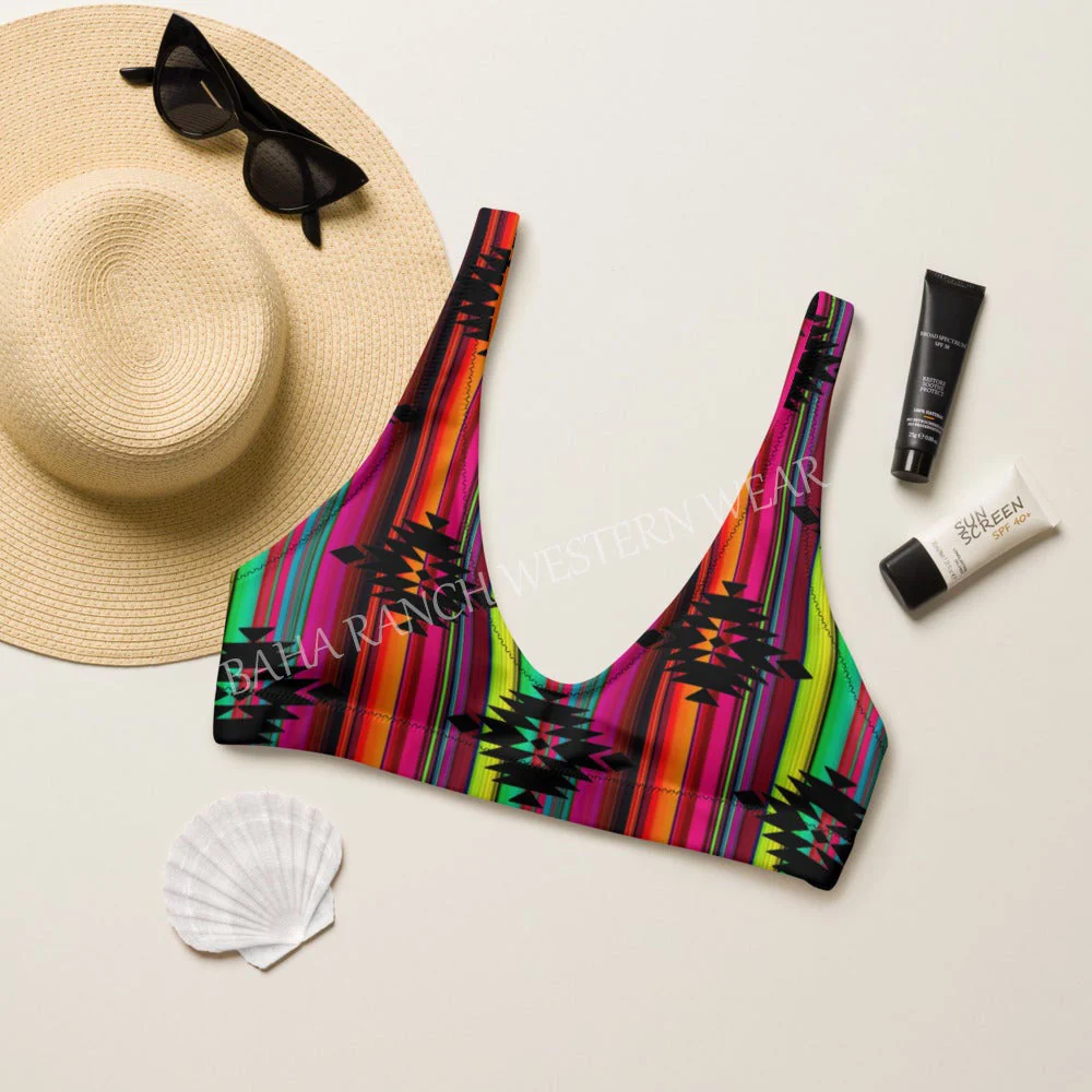 Responsible Baha Ranch Yeehaw Aztec Serape Bikini Top Modern