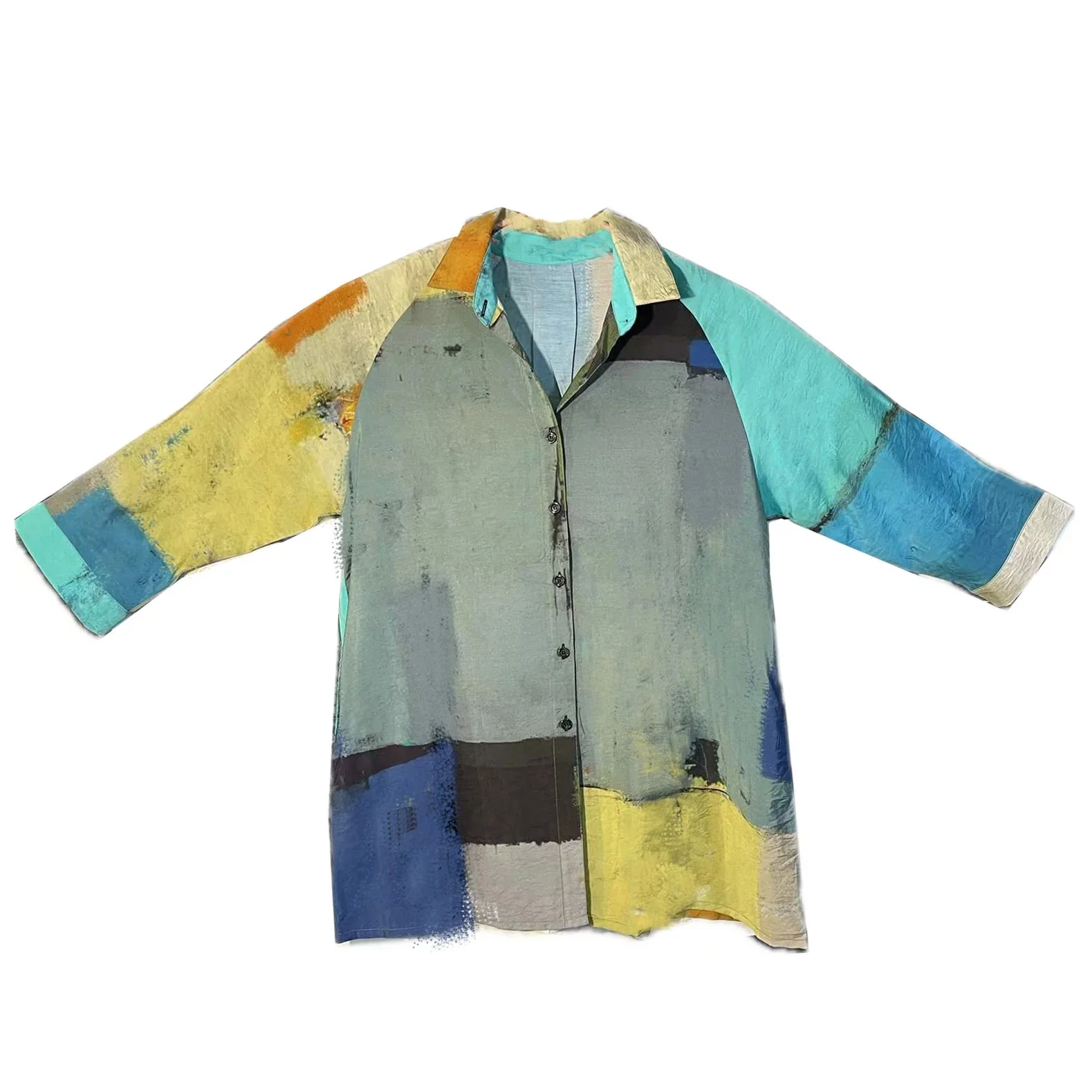 Luxury Artist Print Button Front Shirt Secure