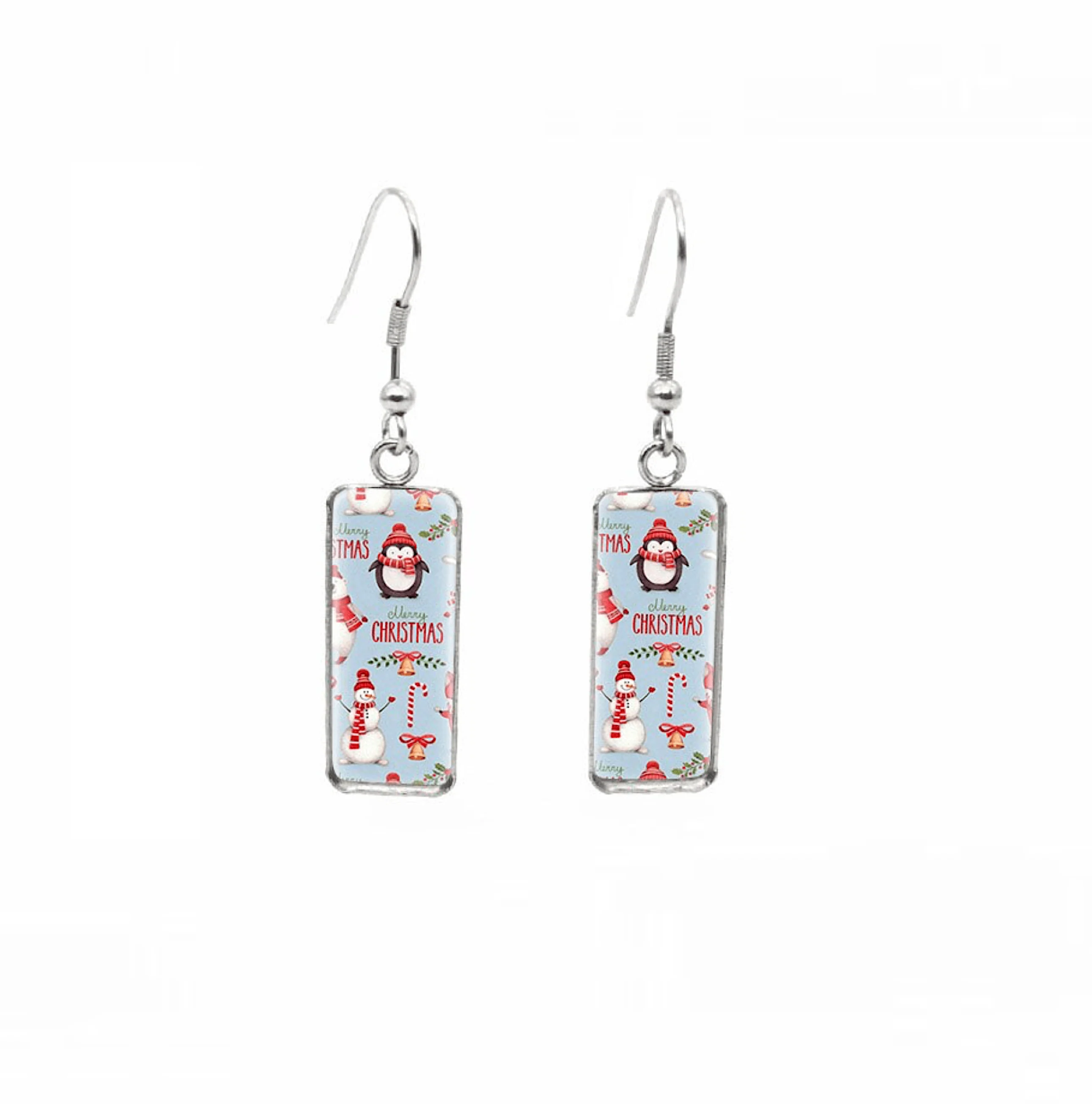 User-Friendly Don't AsK Rectangular Art-Print Drop Earrings – Christmas Penguin – Lightweight Dangle Earrings for Women Exclusive