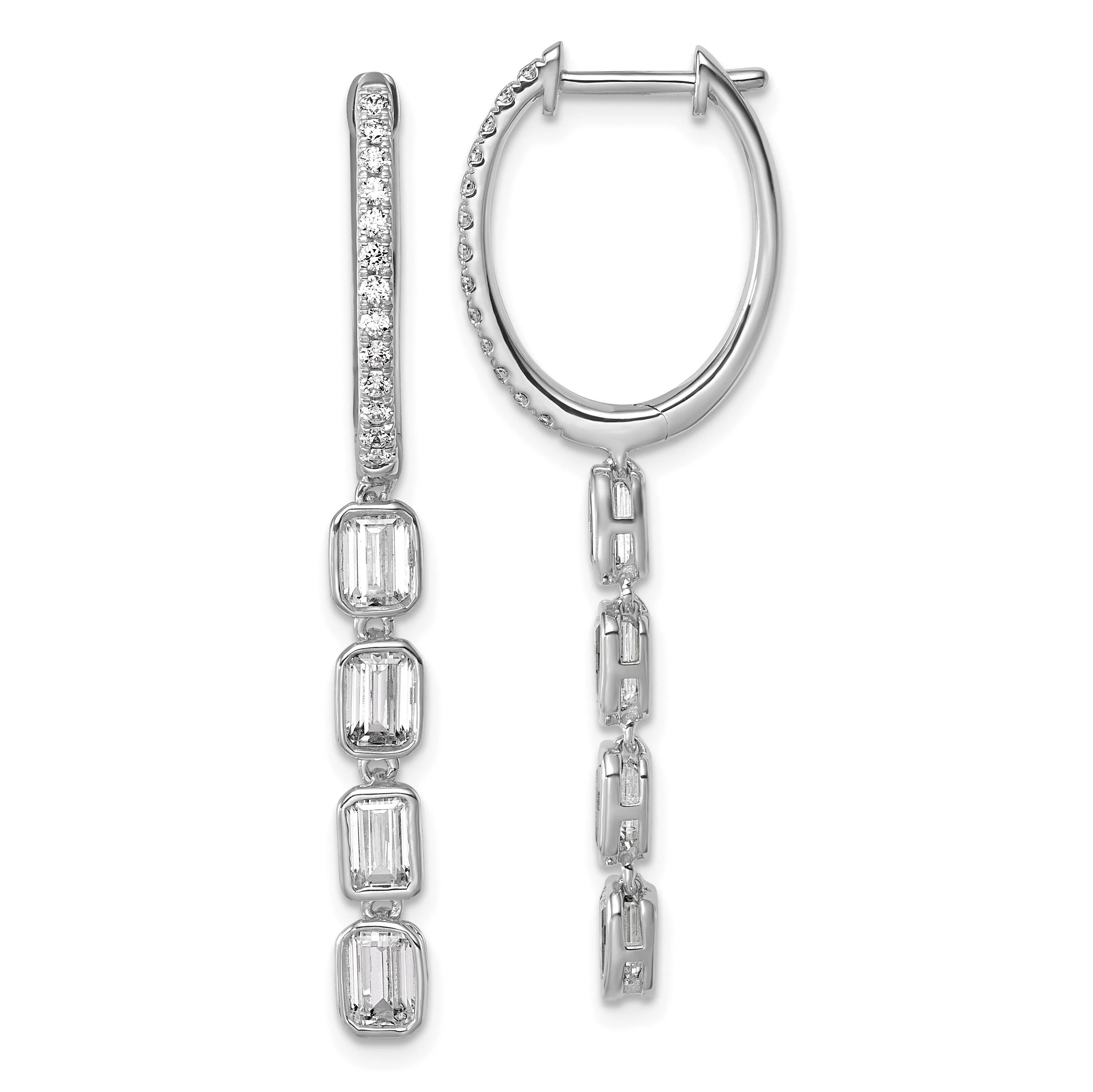 Carefully Designed 14K White Gold Lab Grown Diamond Dangle Hoop Earrings Fashionable