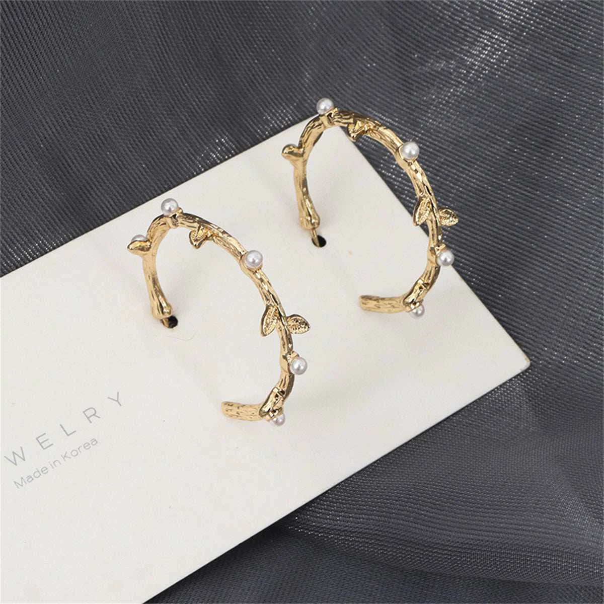 Reliable Pearl Goldtone Branch Hoop Earrings Easy-to-Use