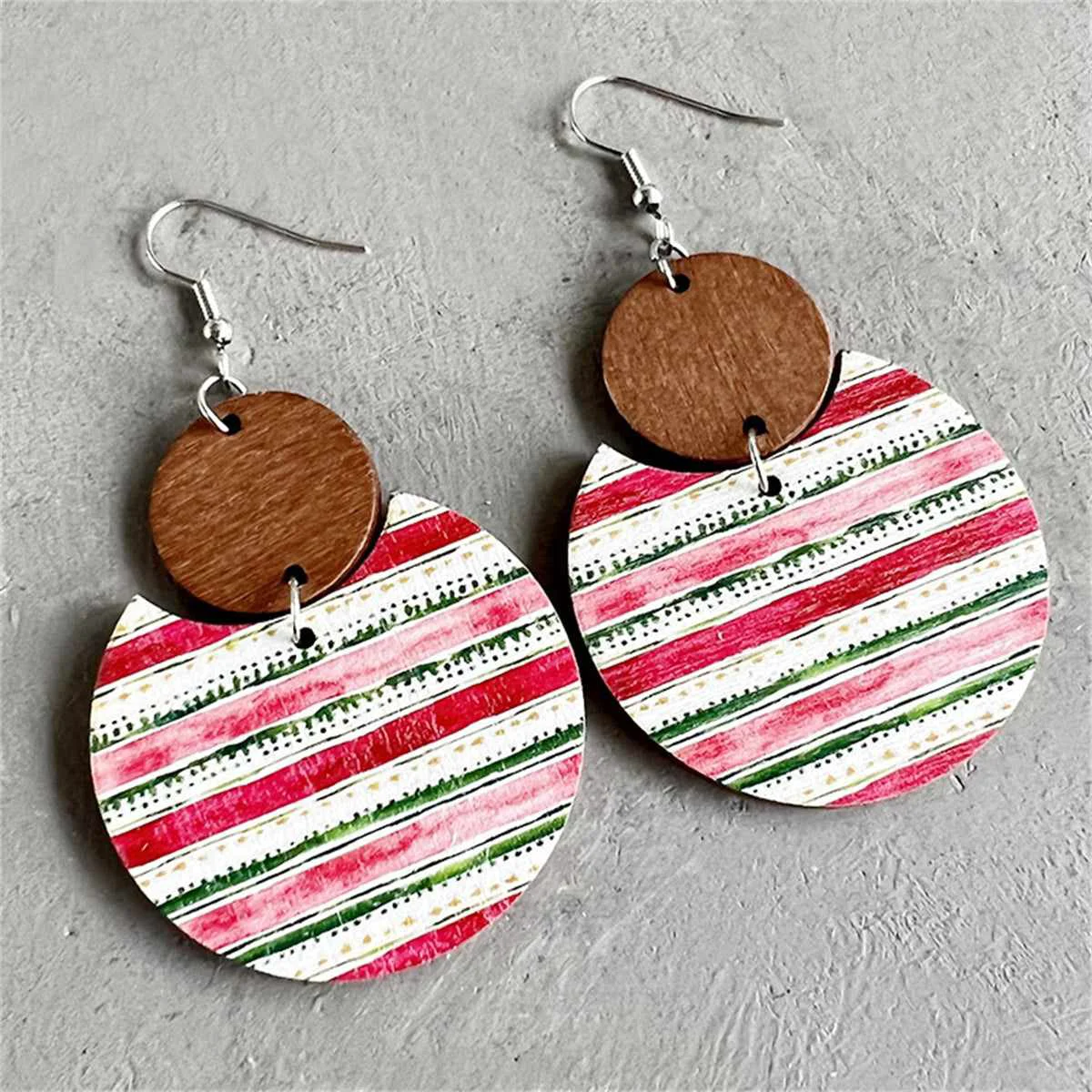 Exclusive Red Silvertone Stripe Drop Earrings Superior
