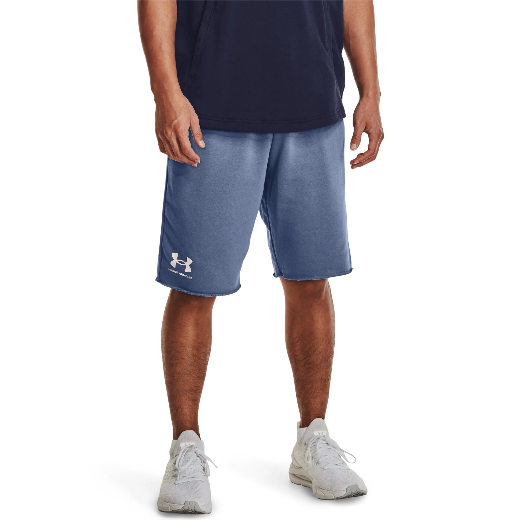 Quality Under Armour Mens UA Rival Terry Shorts - Blue Recyclable