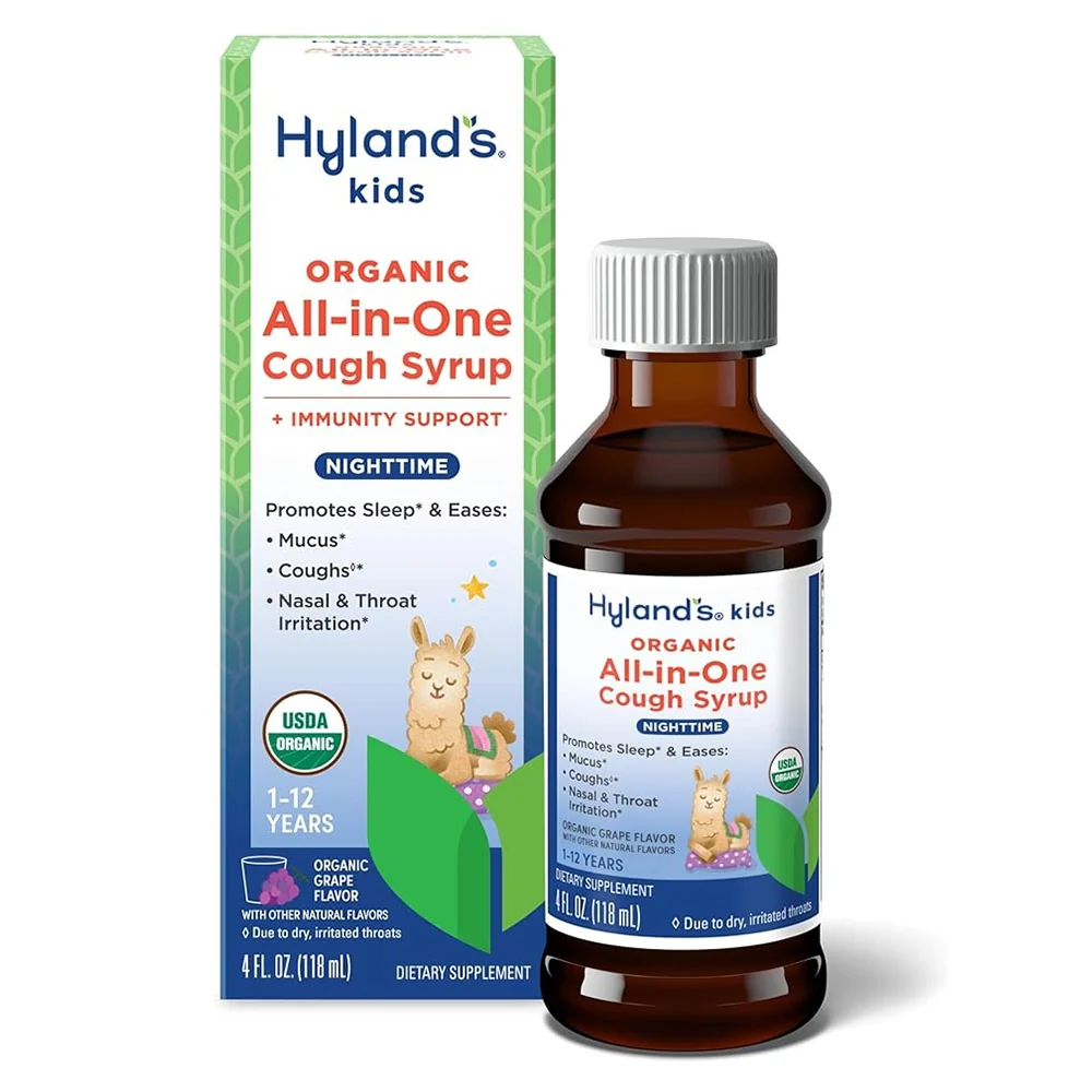 Dependable Hylands Kids Organic All in One Cough Syrup Immunity Support Nighttime Grape Flavor 4Oz 118ml Natural
