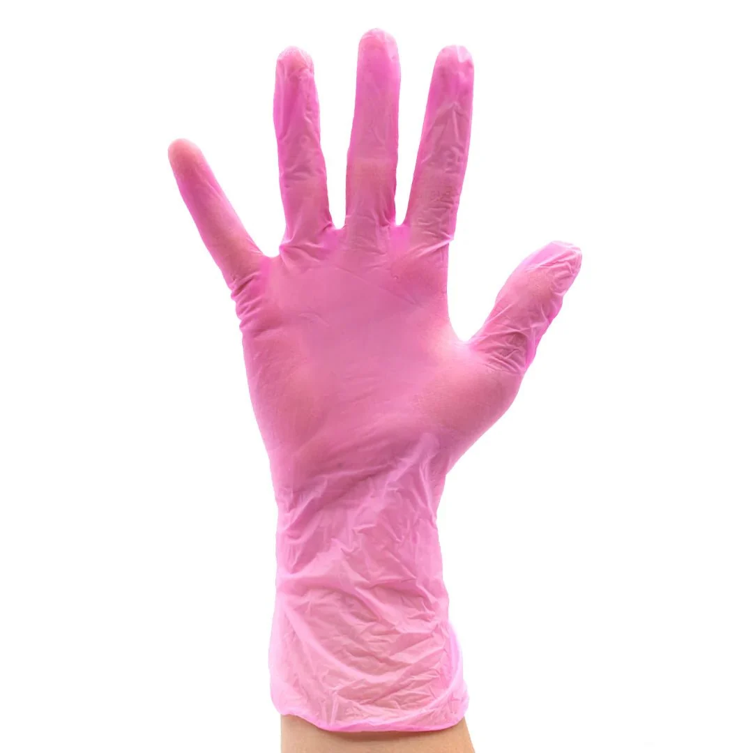 Fine Crafted Pink Vinyl Gloves Medium 100 Pack 109DG-M COLORTRAK Trendy
