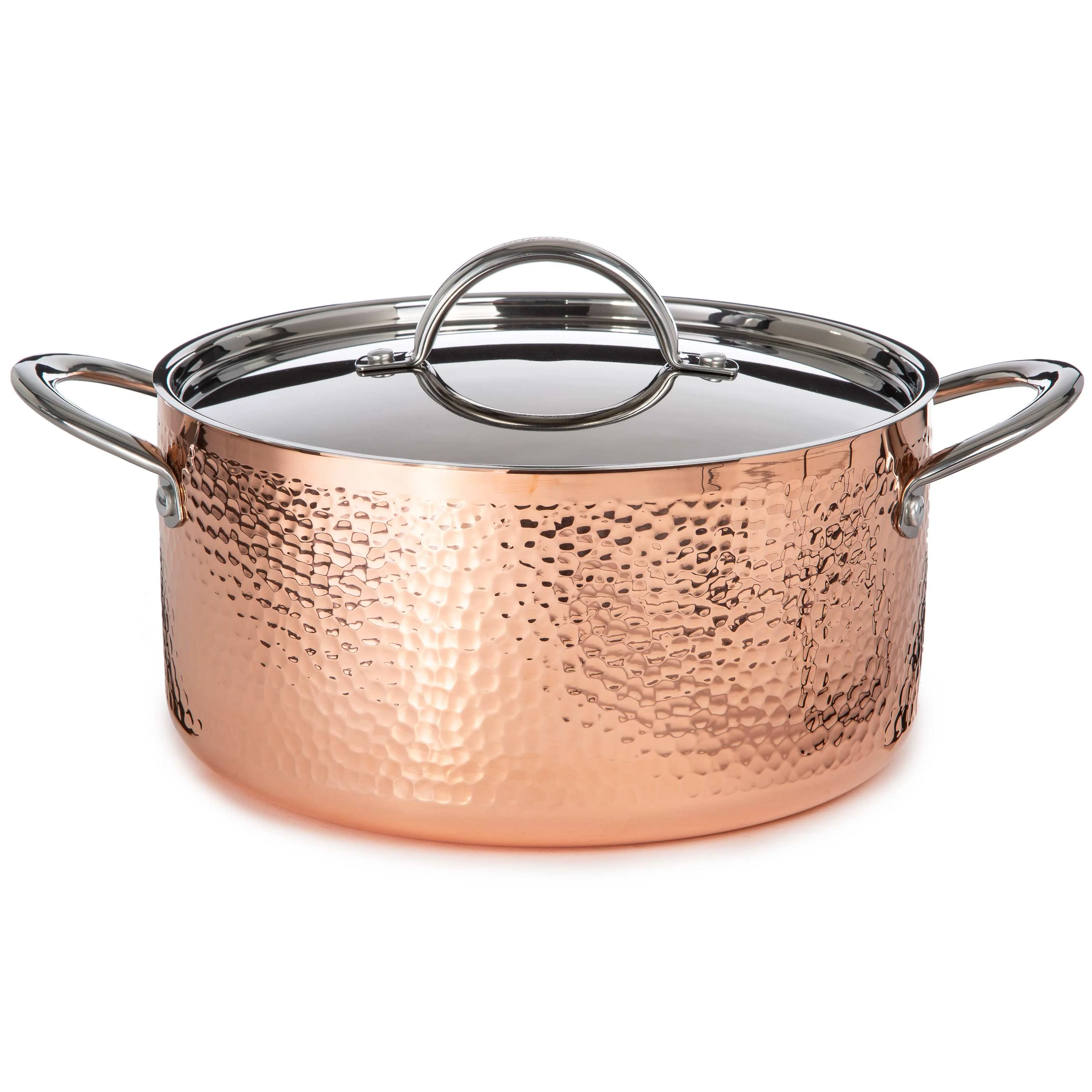 Soft BergHOFF Vintage Tri-Ply Copper 9.5 Stockpot 5.75qt. with Lid Hammered Fashionable