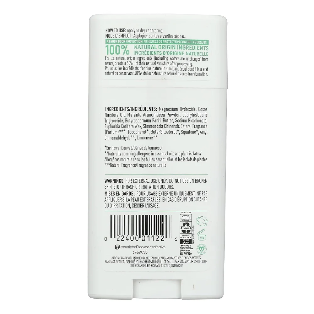 Responsible Schmidts Cactus Flower and Pear Deodorant Essential Oils All Day Odor Protection 2.65Oz 75g Durable